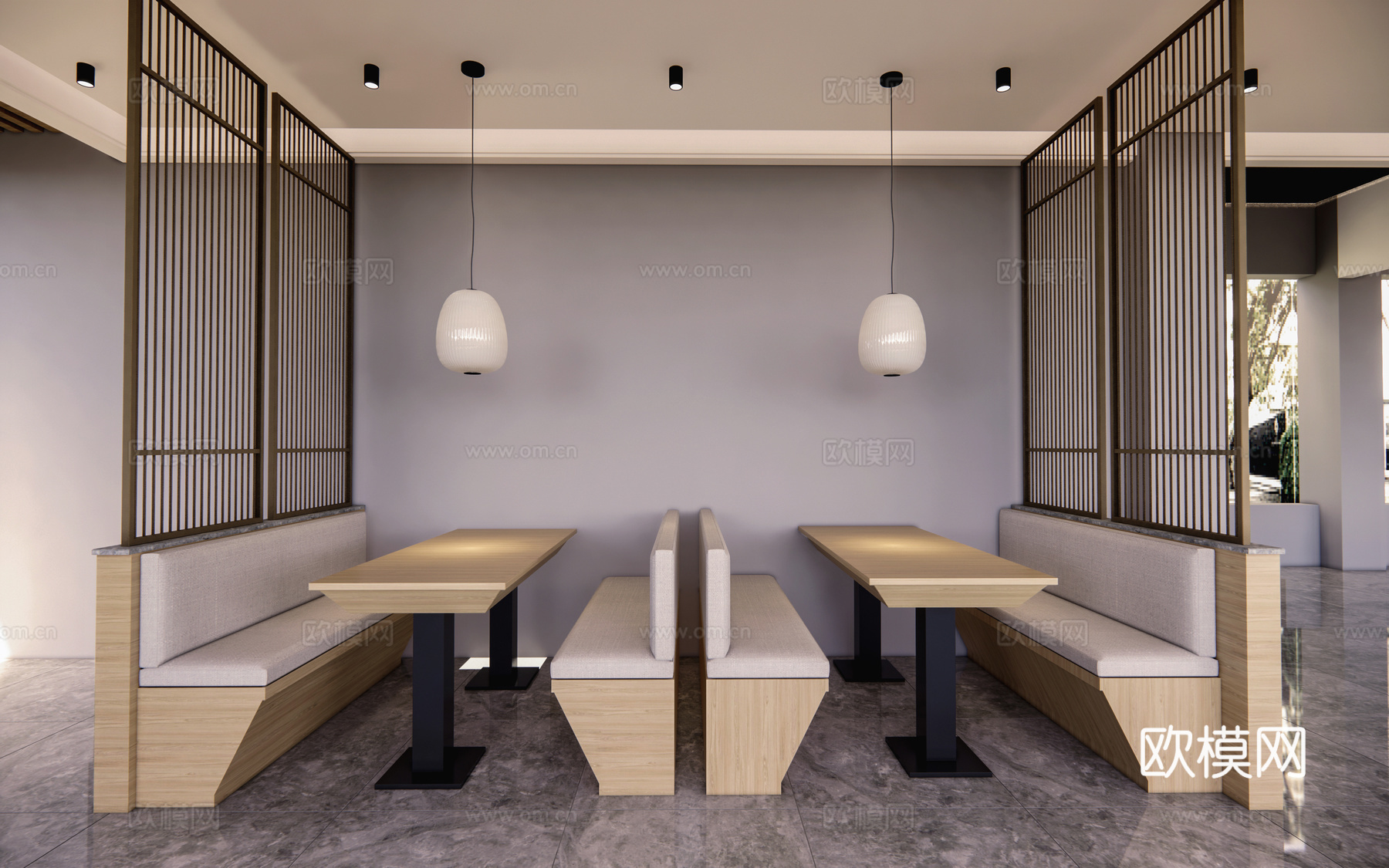 现代餐桌 卡座 座椅 沙发su模型
