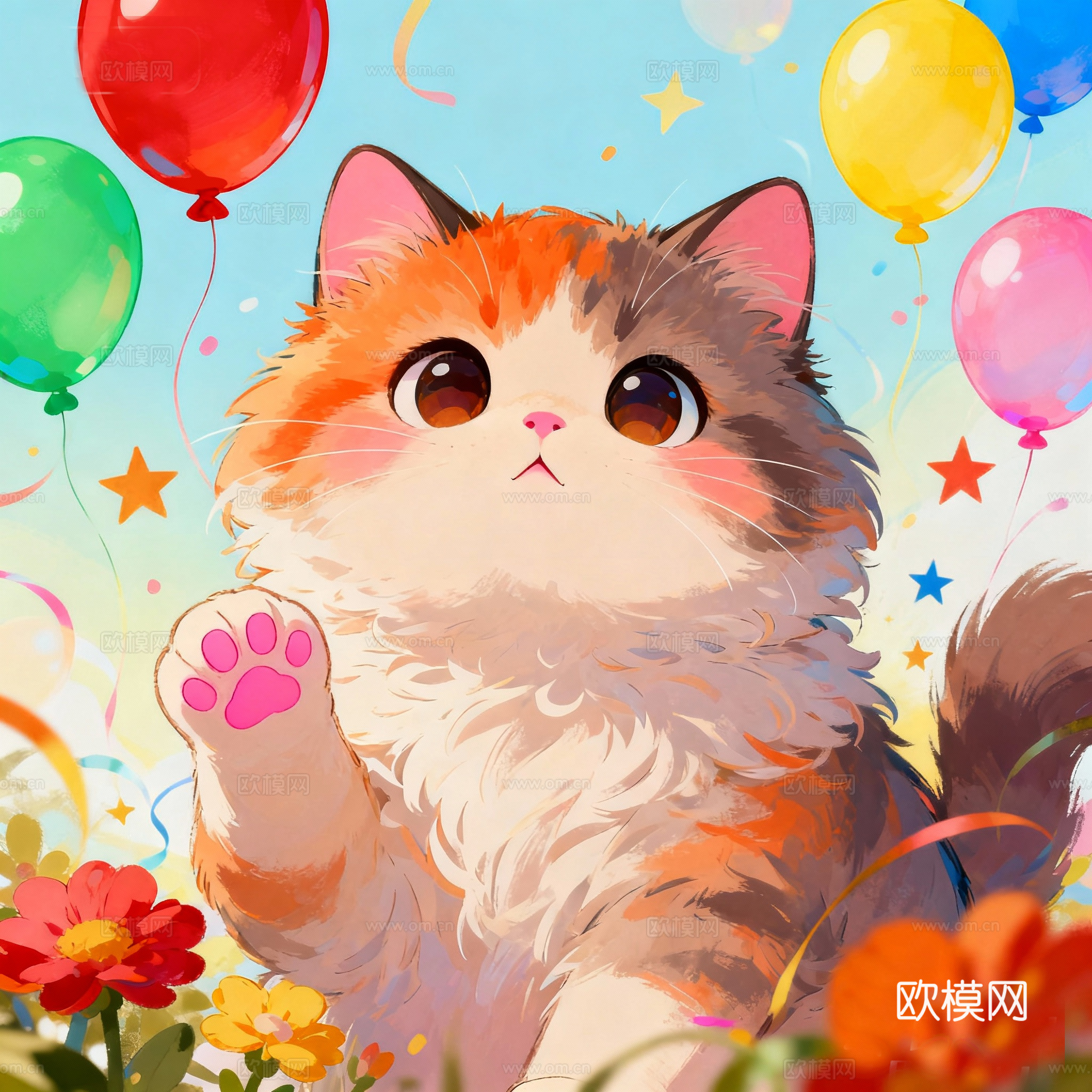 现代卡通猫咪装饰画挂画