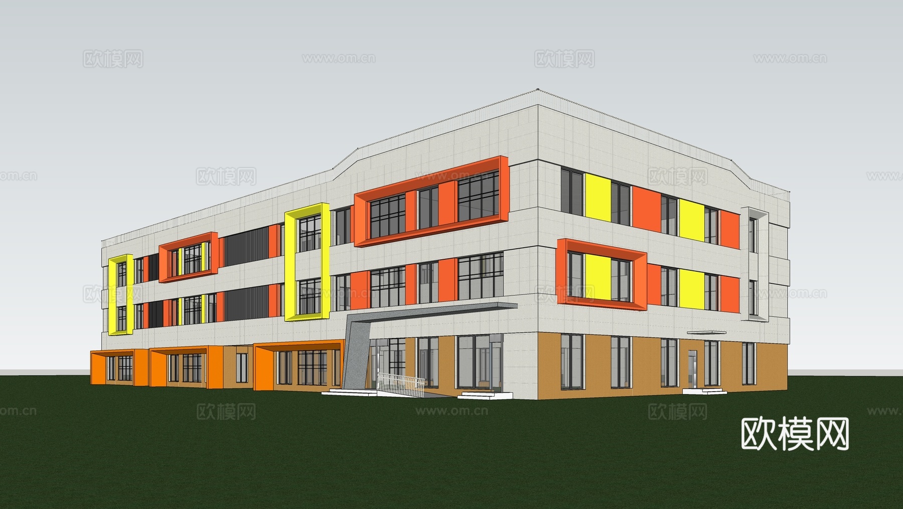 现代幼儿园建筑 学校建筑su模型