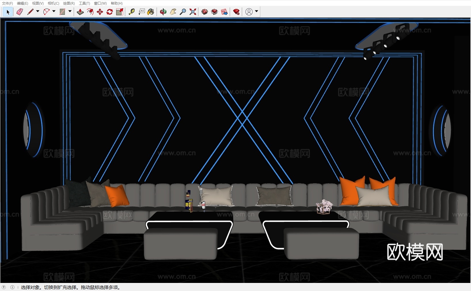 现代科技风 KTV 灯带造型 包厢 包间沙发 桌椅 干层镜su模型