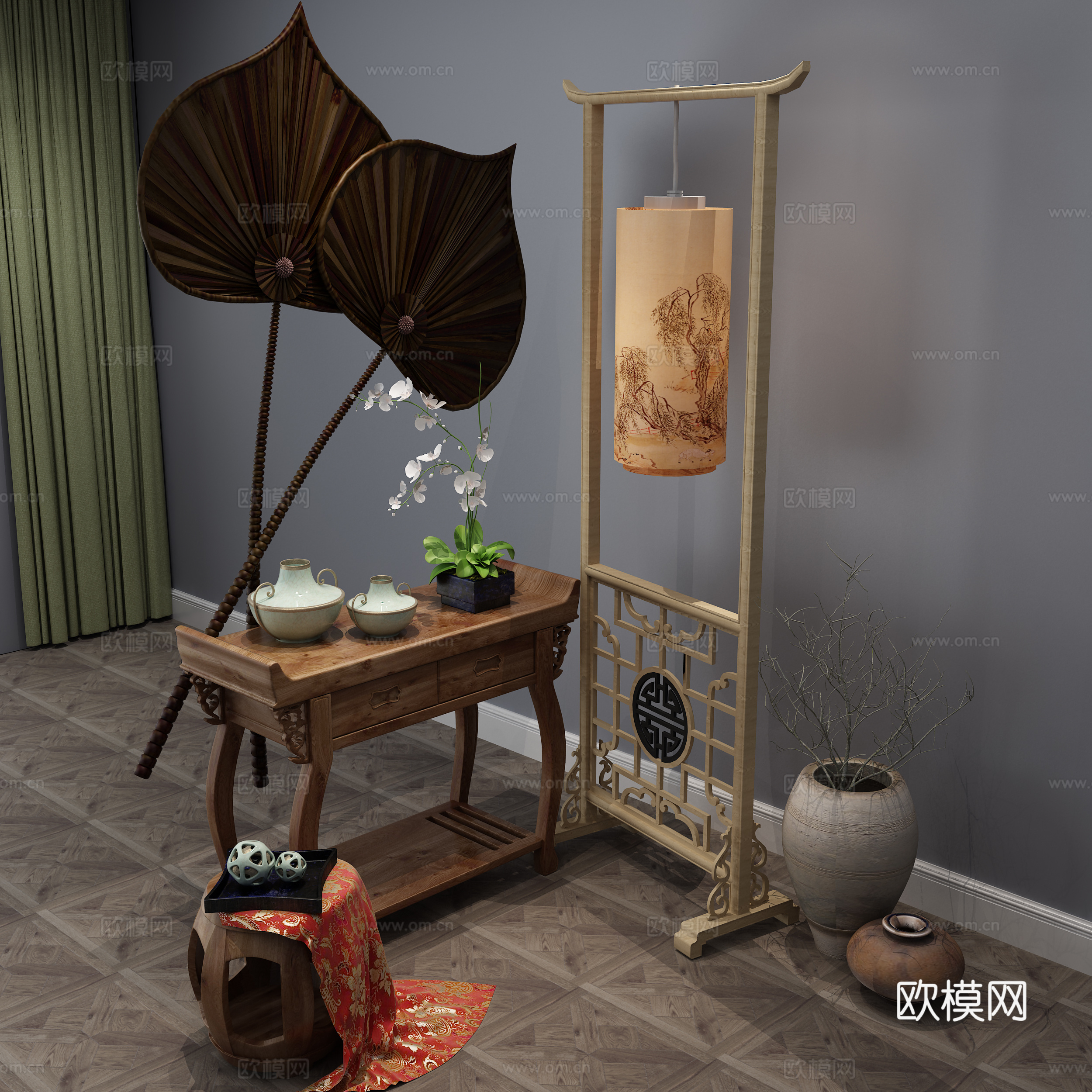 中式餐边柜 边柜3d模型下载