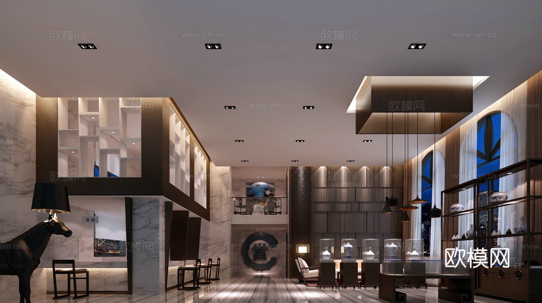 最新全套现代办公室施工图合集cad施工图下载（渲染图3）