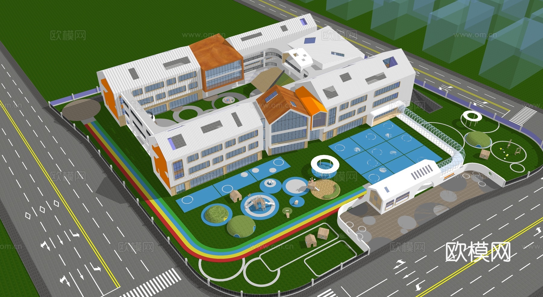 现代学校建筑 幼儿园建筑su模型