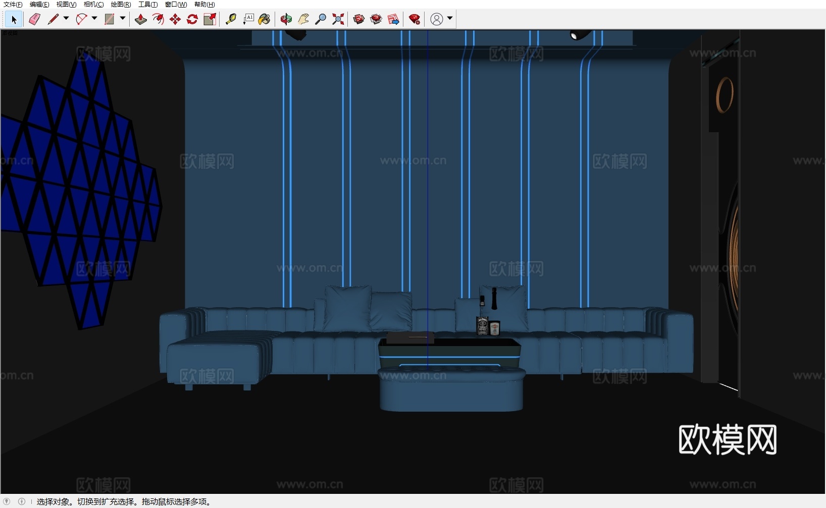 现代科技风 KTV 灯带造型 包厢 包间沙发 桌椅 干层镜su模型