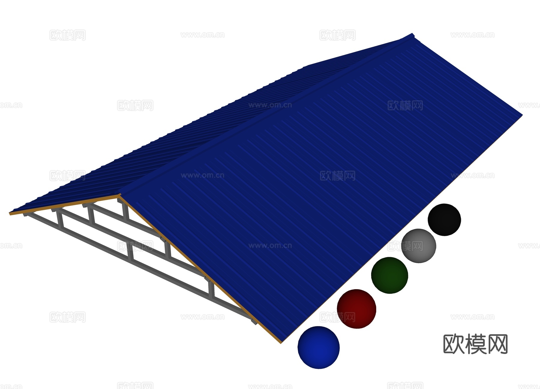 现代彩钢瓦 简易房屋顶 铁皮瓦 保温波形板 铁板瓦 雨棚围墙su模型