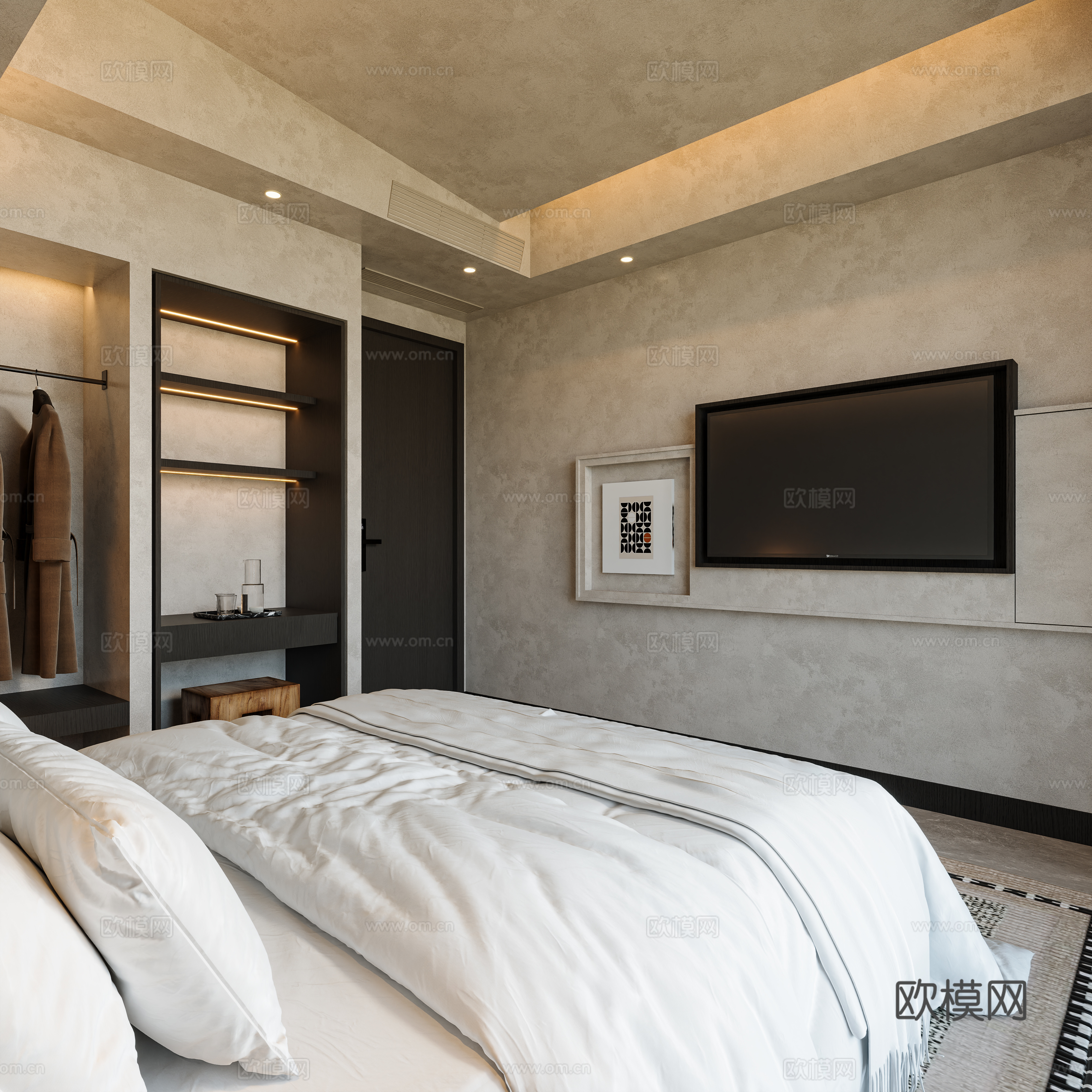 民宿酒店客房3d模型下载（渲染图2）