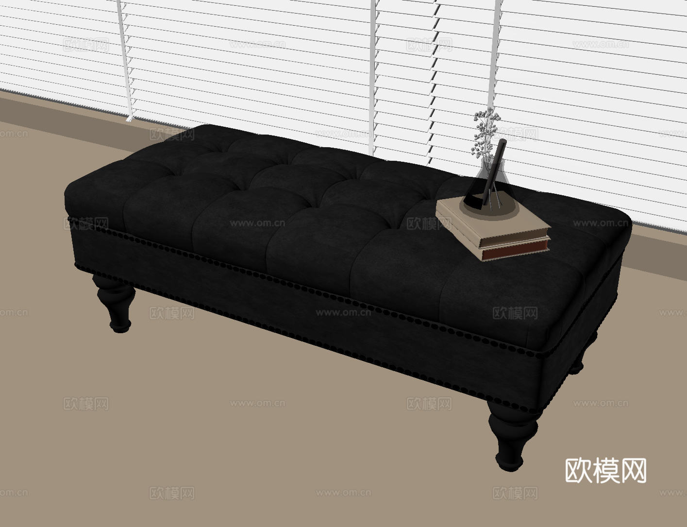 法式复古长凳 换鞋凳 沙发凳su模型
