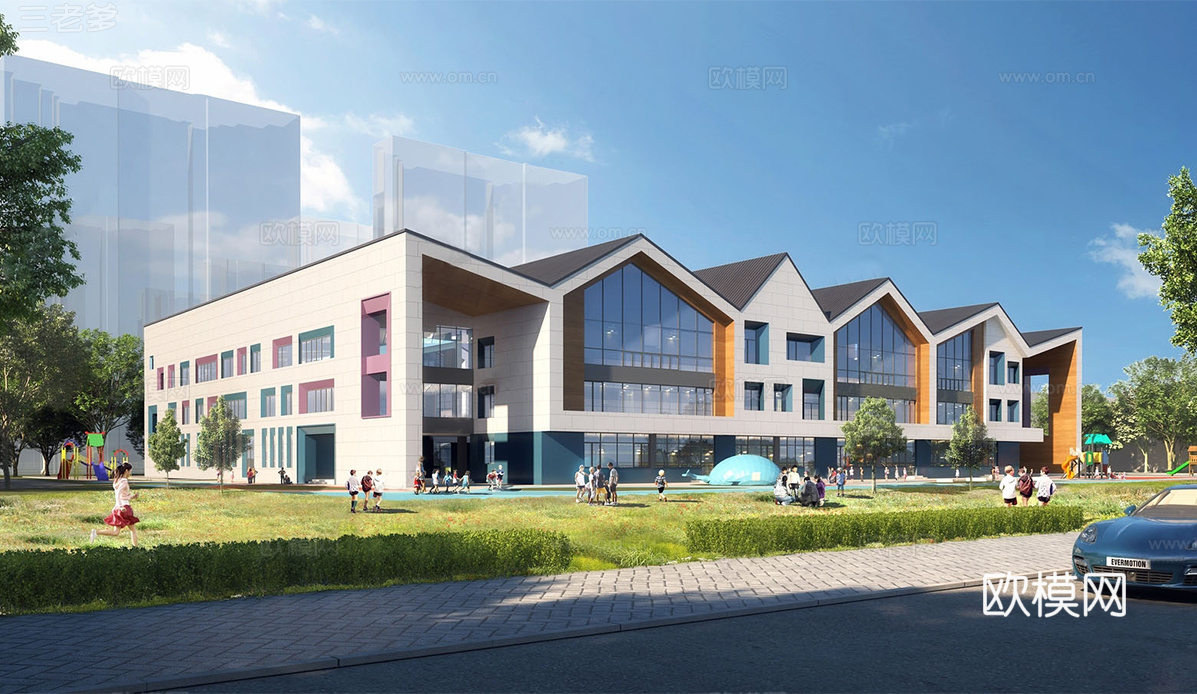 现代学校建筑 幼儿园建筑su模型