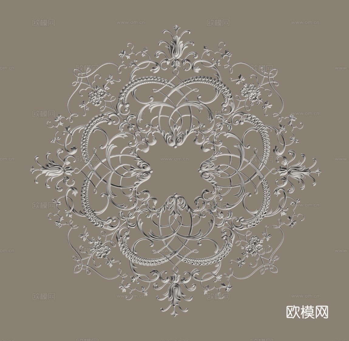 法式复古雕花灯盘su模型