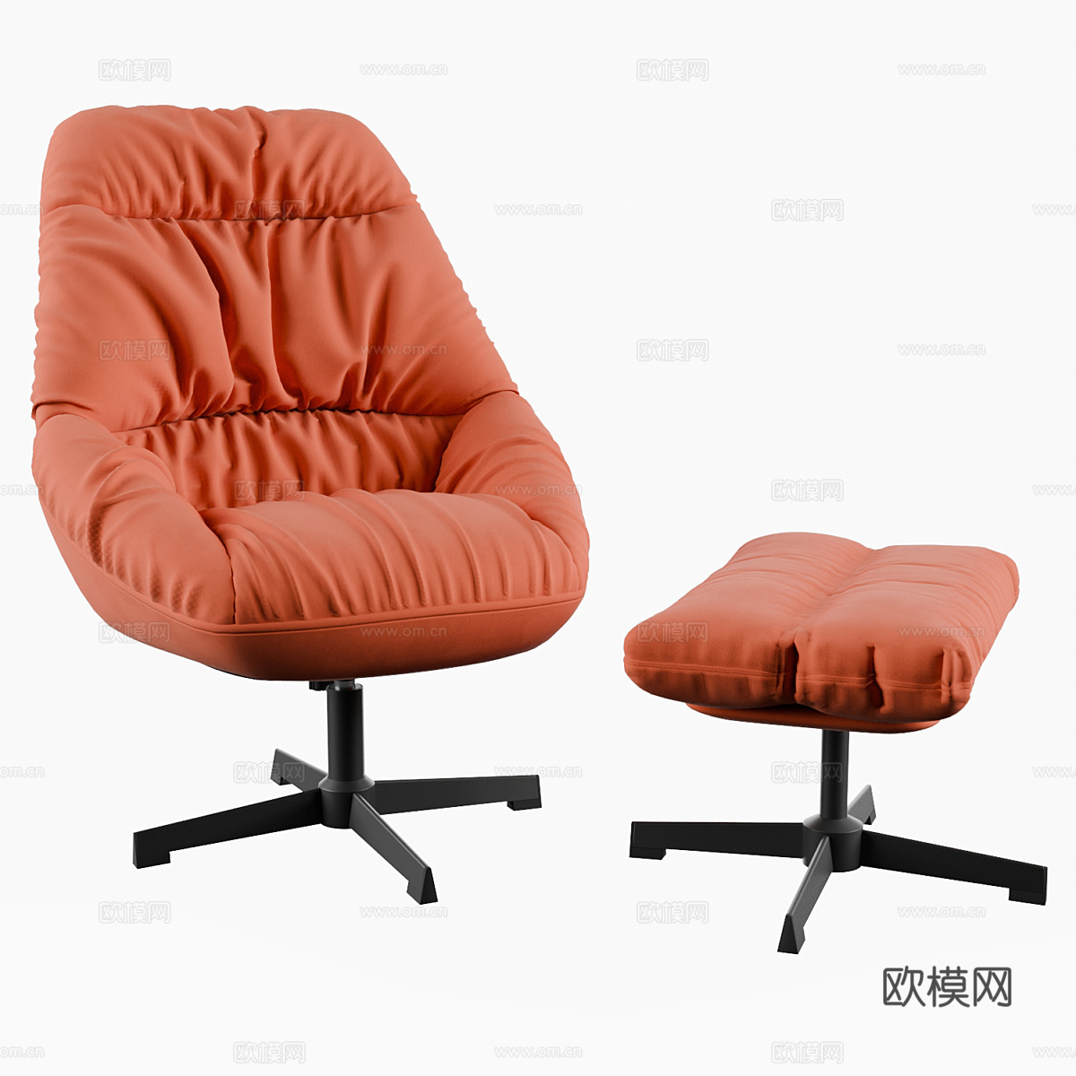 现代简约单人沙发 单人沙发 简约沙发 休闲沙发 矮凳 沙发矮3d模型下载