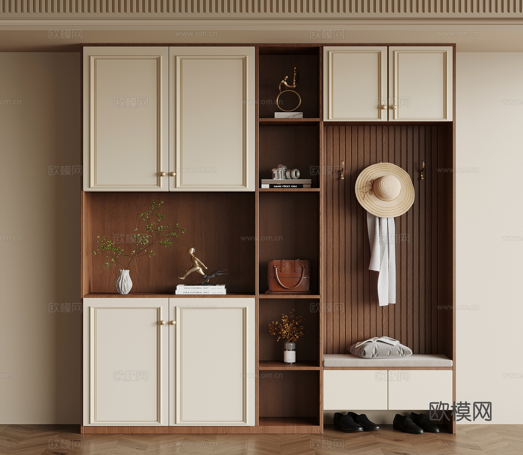 中古风玄关柜 边柜su模型