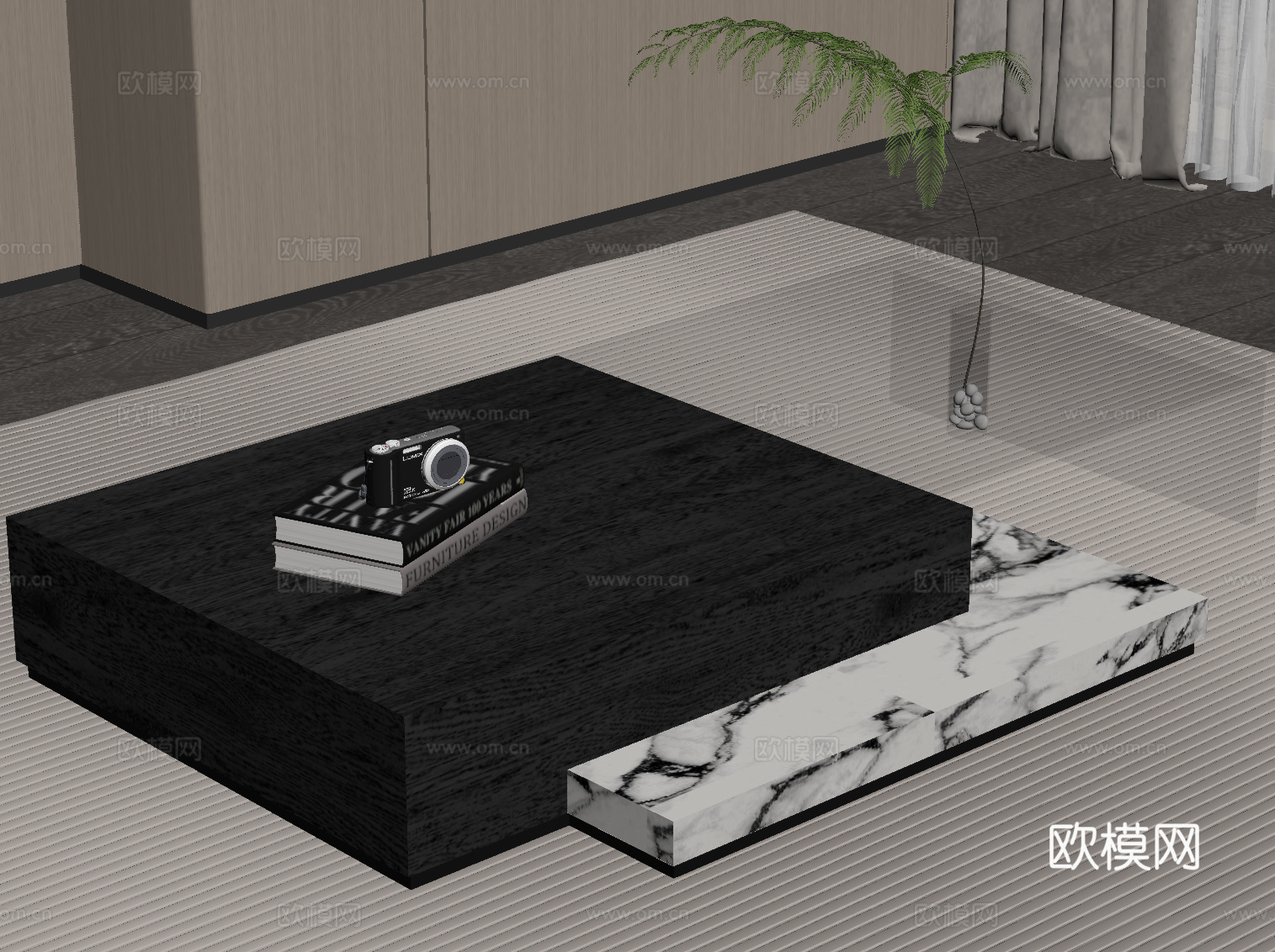 现代意式茶几su模型下载（渲染图2）