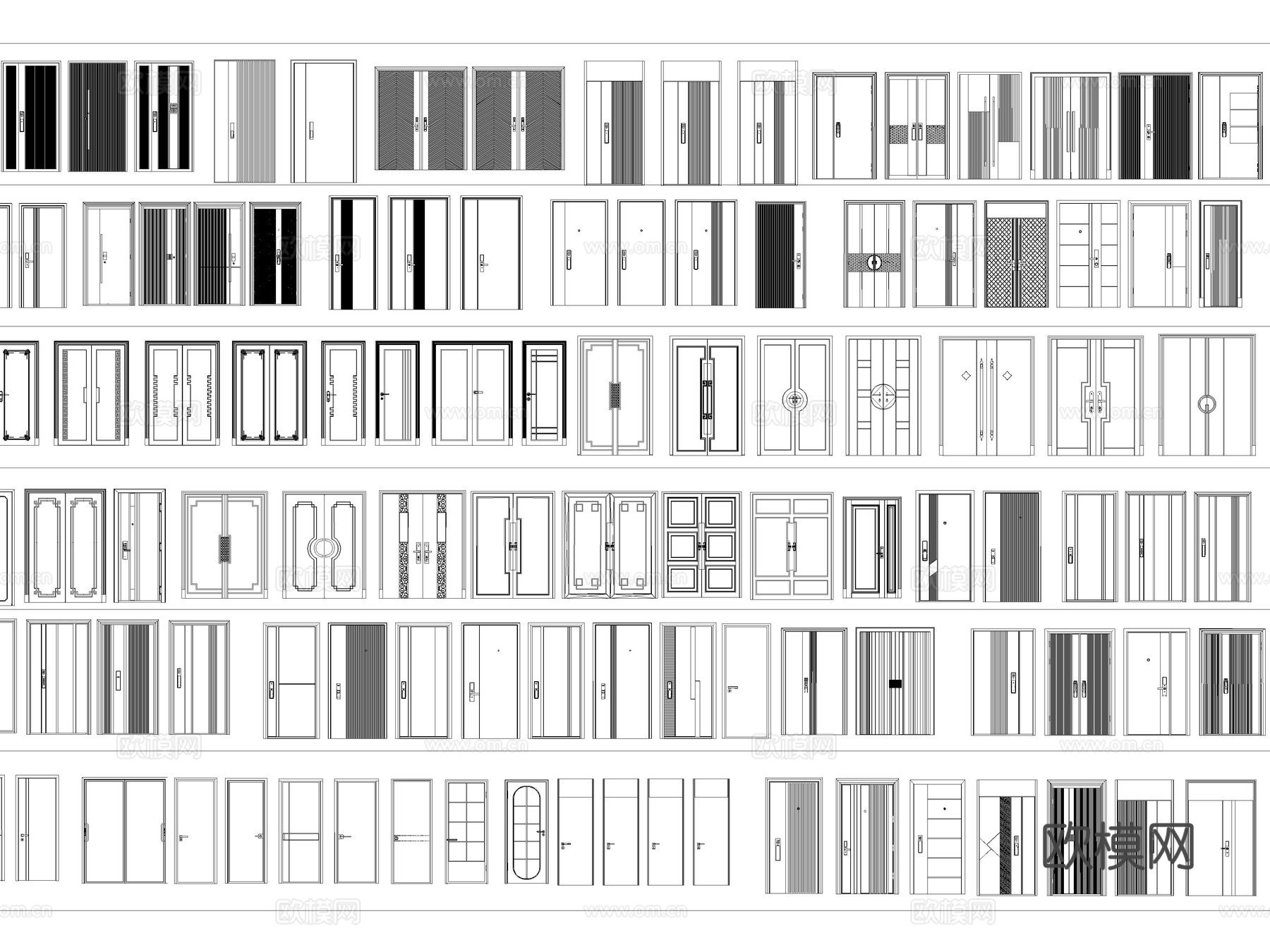 2026年最新超全防盗门入户门单开门CAD图库cad施工图