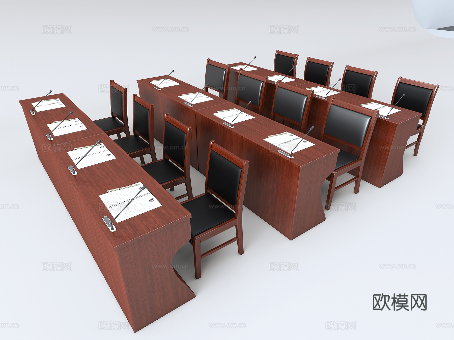机关会议桌 中式会议桌3d模型