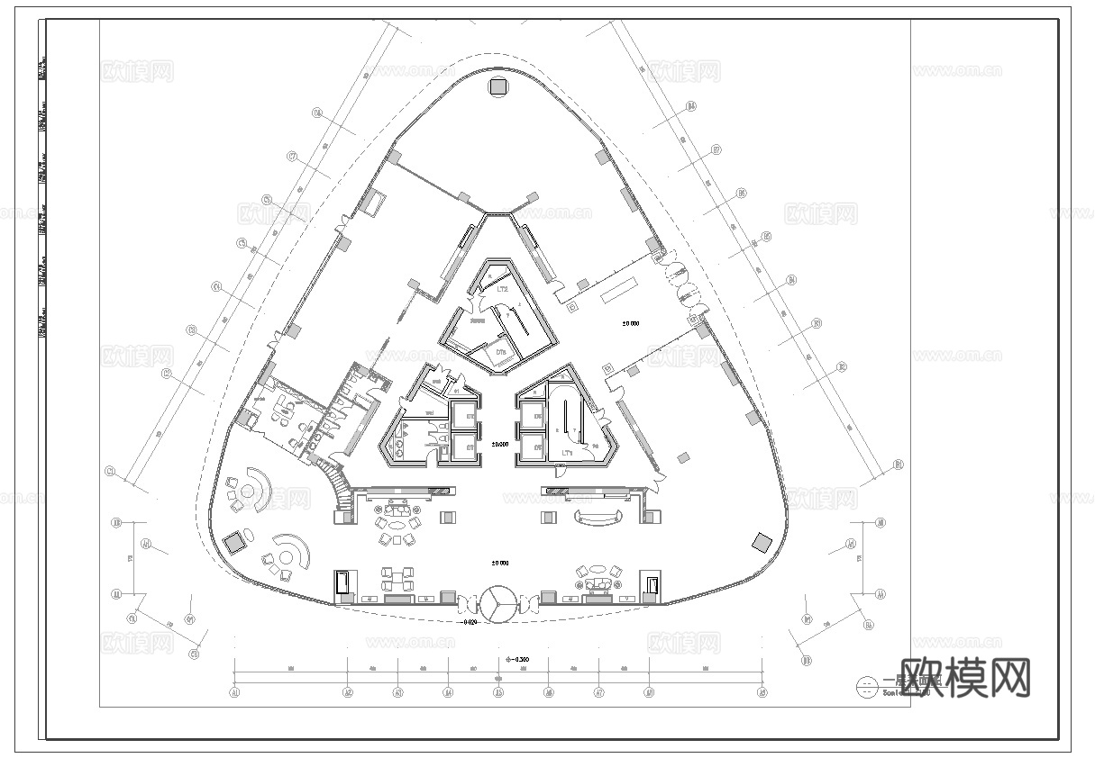 最新全套办公室施工图合集cad施工图
