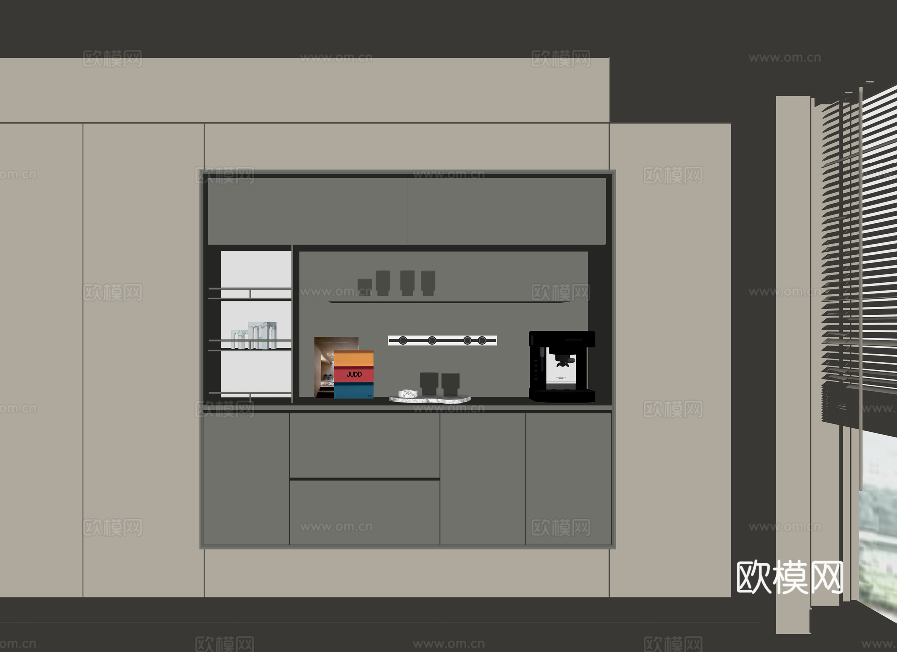 现代酒水餐边柜su模型