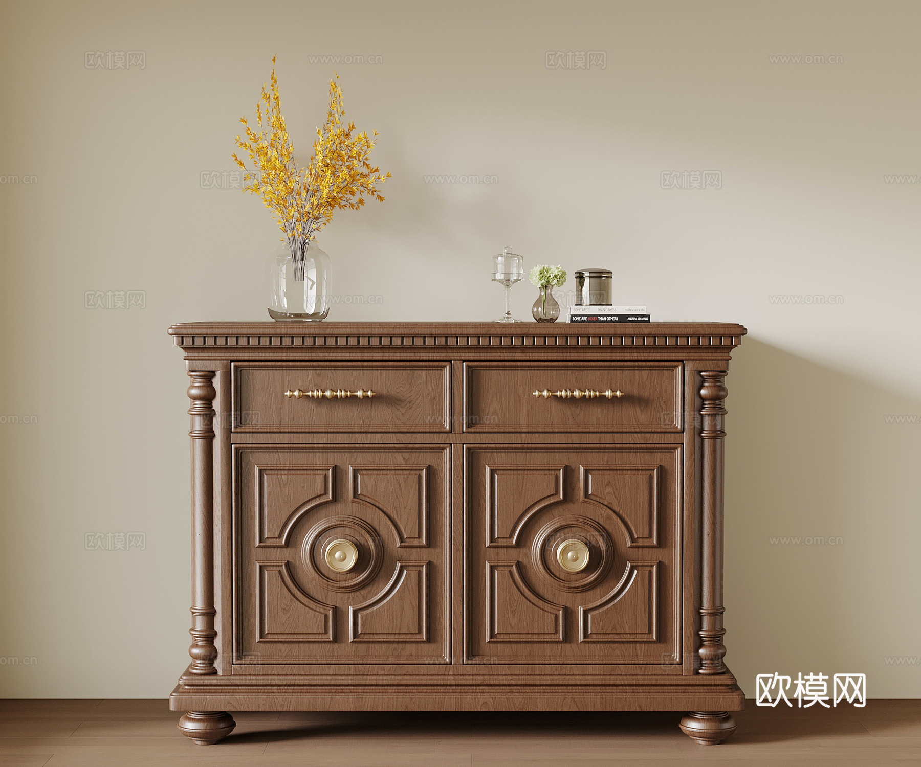 法式中古玄关柜 边柜 矮柜su模型