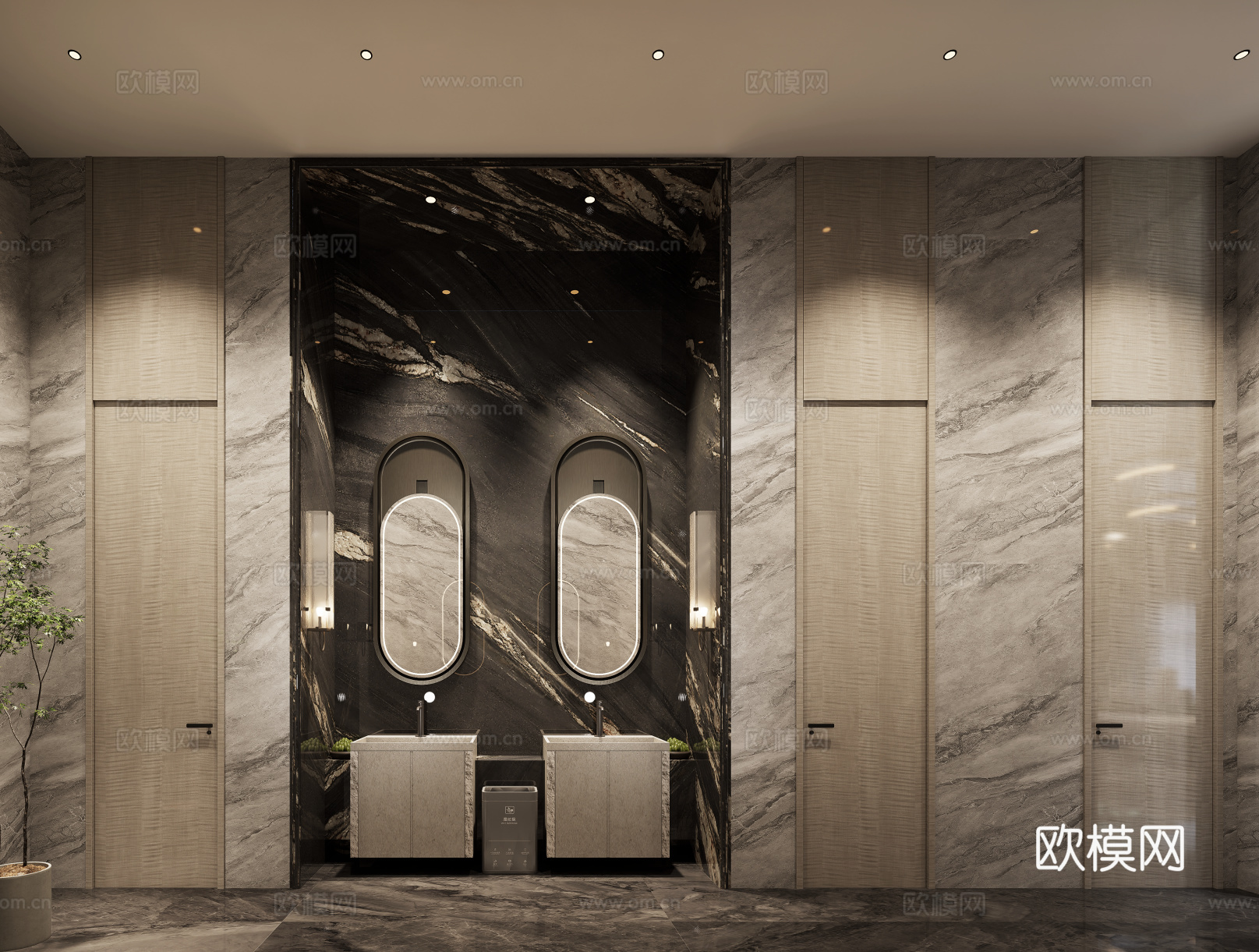 公共卫生间su模型下载（渲染图1）