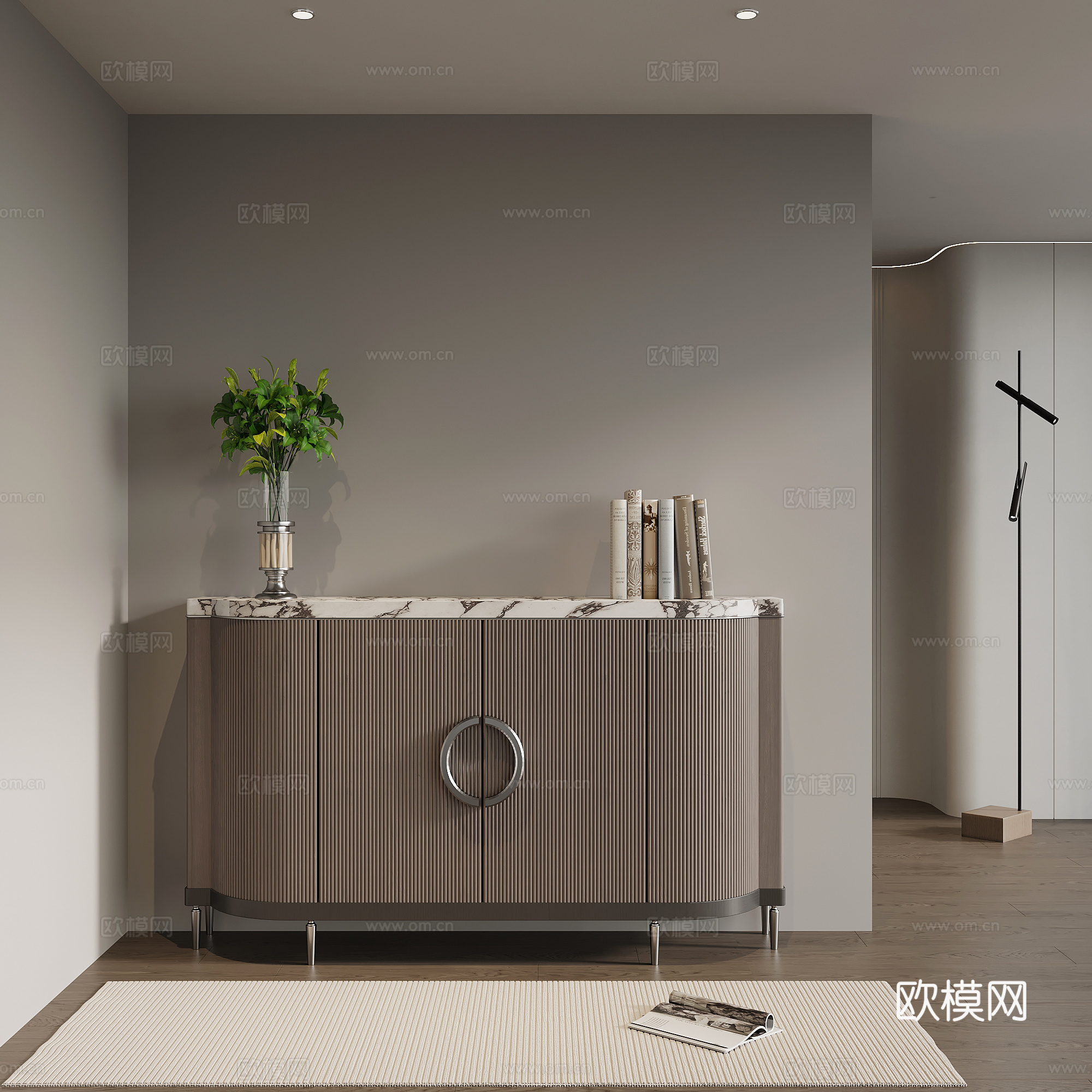 现代意式玄关柜 边柜 鞋柜su模型