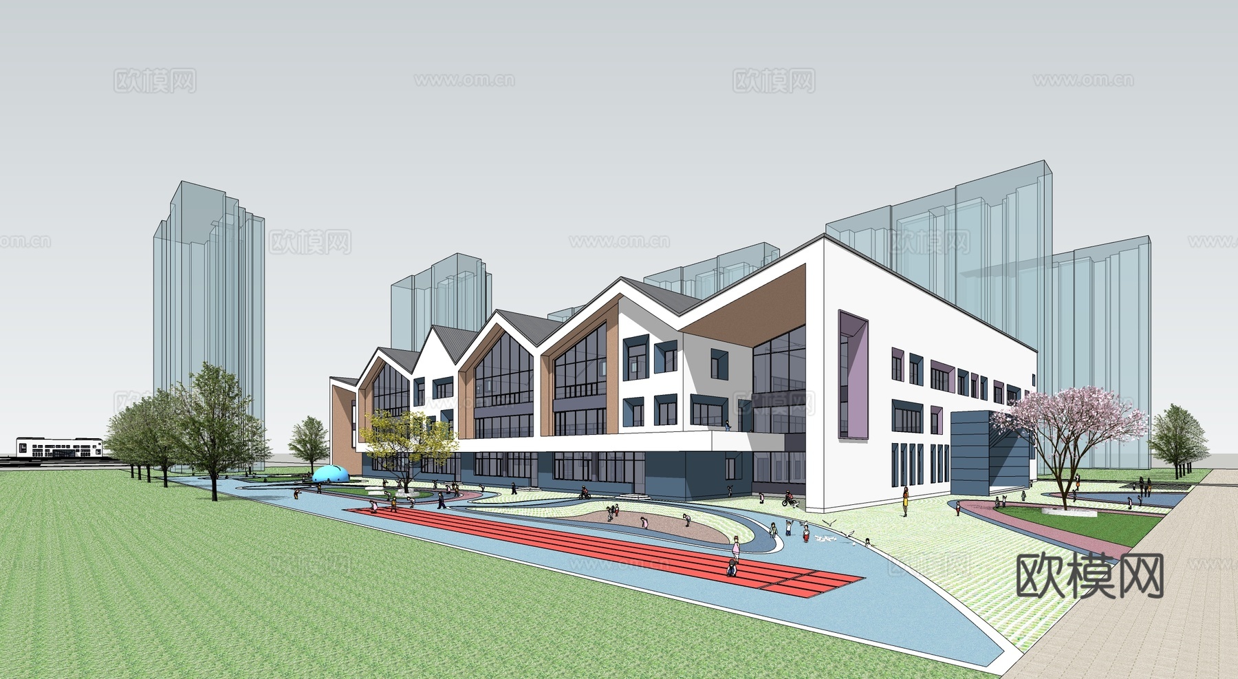 现代学校建筑 幼儿园建筑su模型