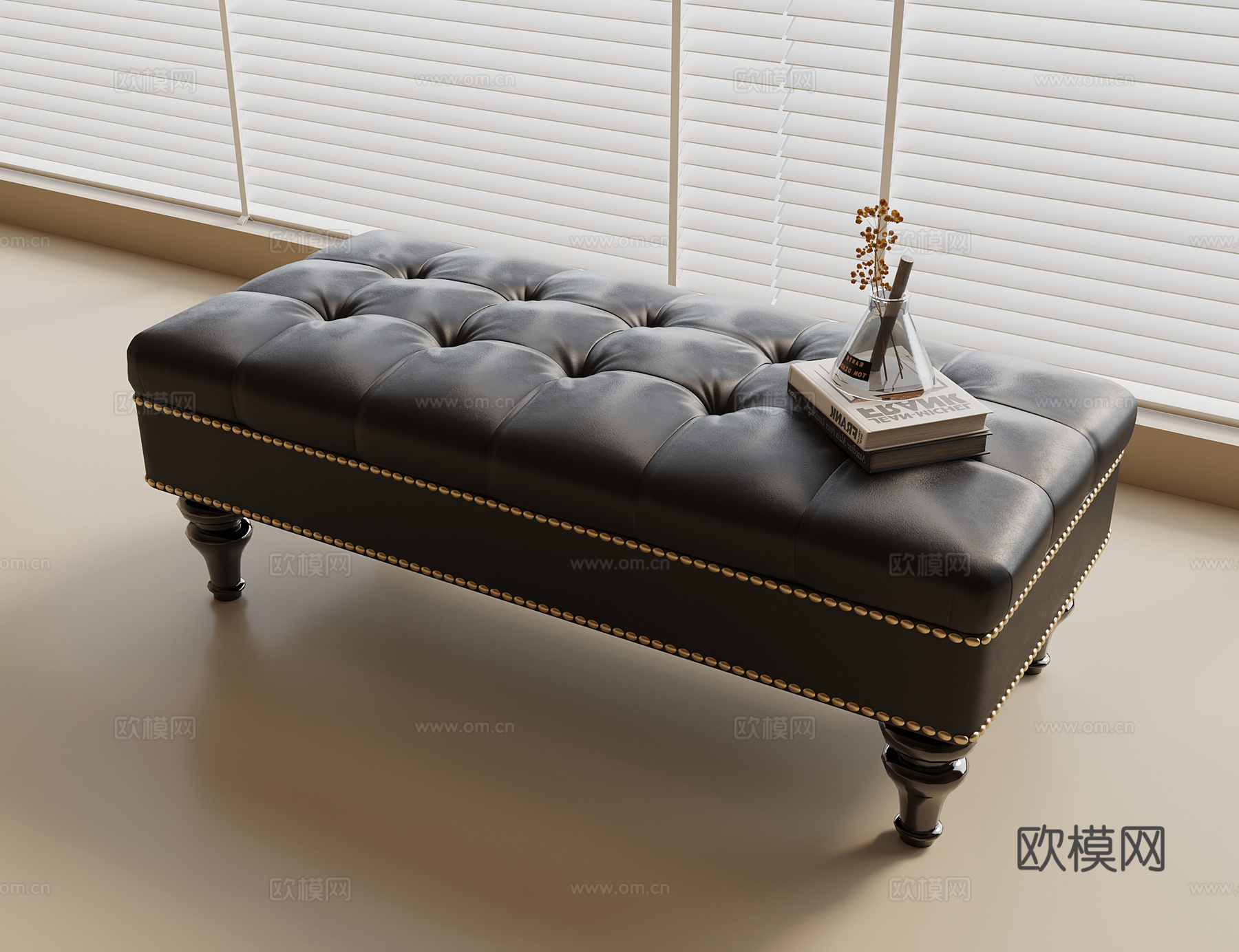 法式复古长凳 换鞋凳 沙发凳su模型
