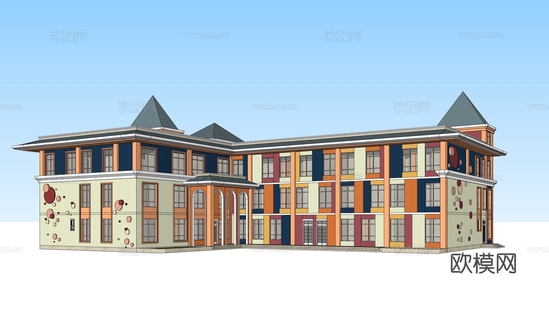现代幼儿园建筑 学校建筑su模型