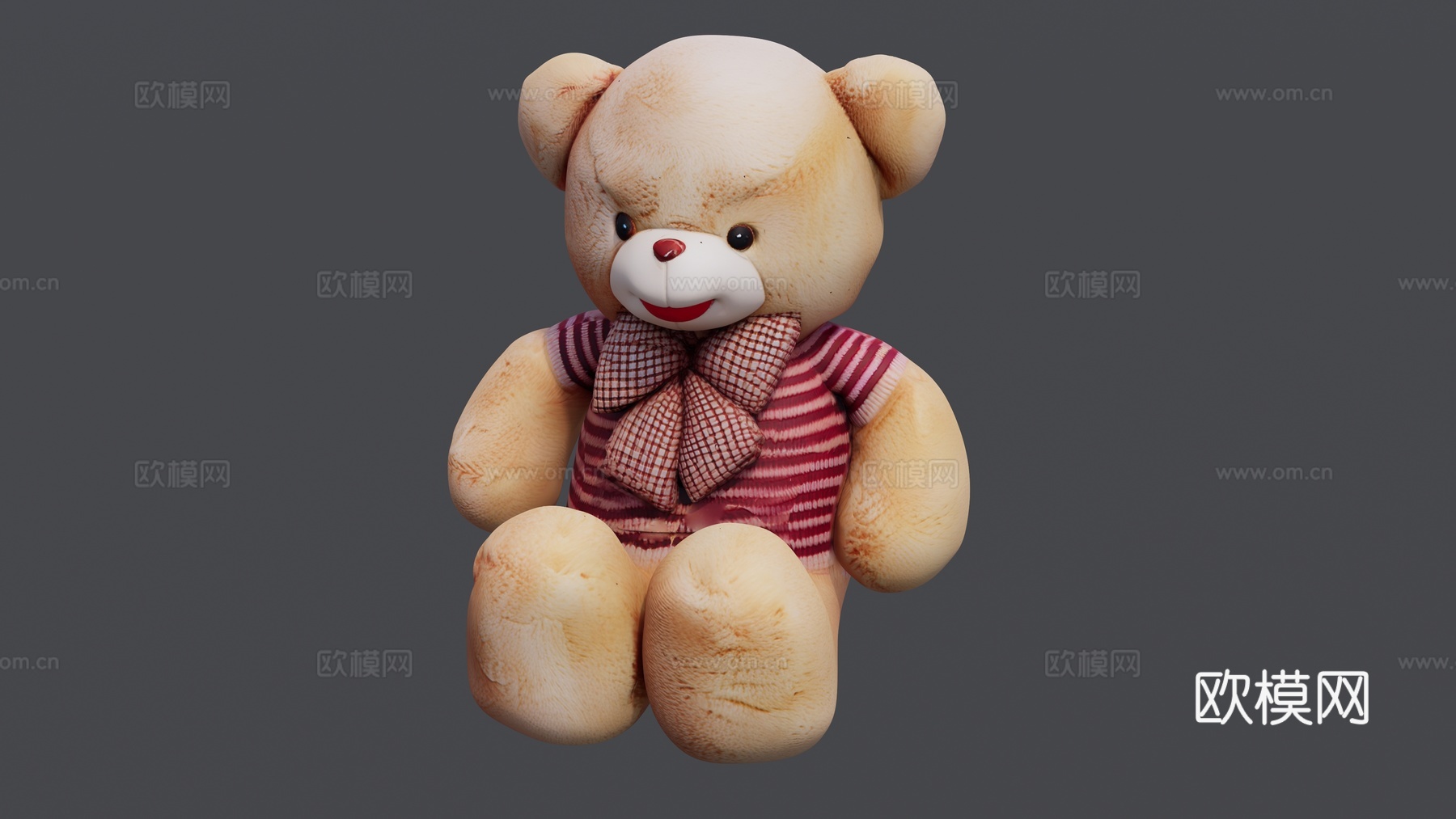 红色条纹衣服的小熊玩具su模型