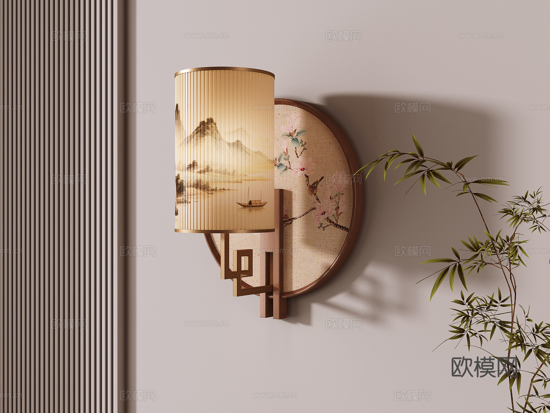 新中式壁灯su模型