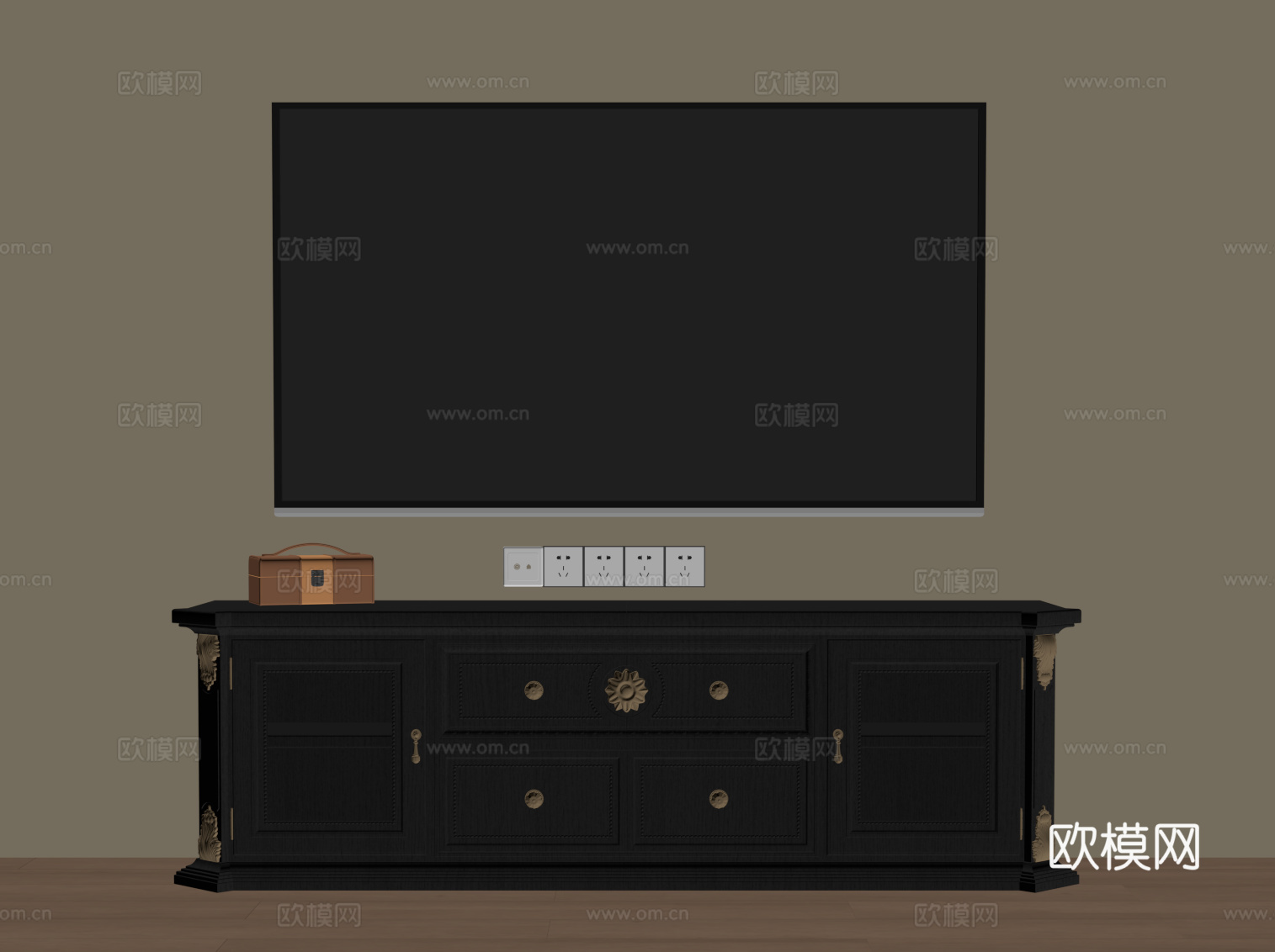 法式复古电视柜 边柜su模型