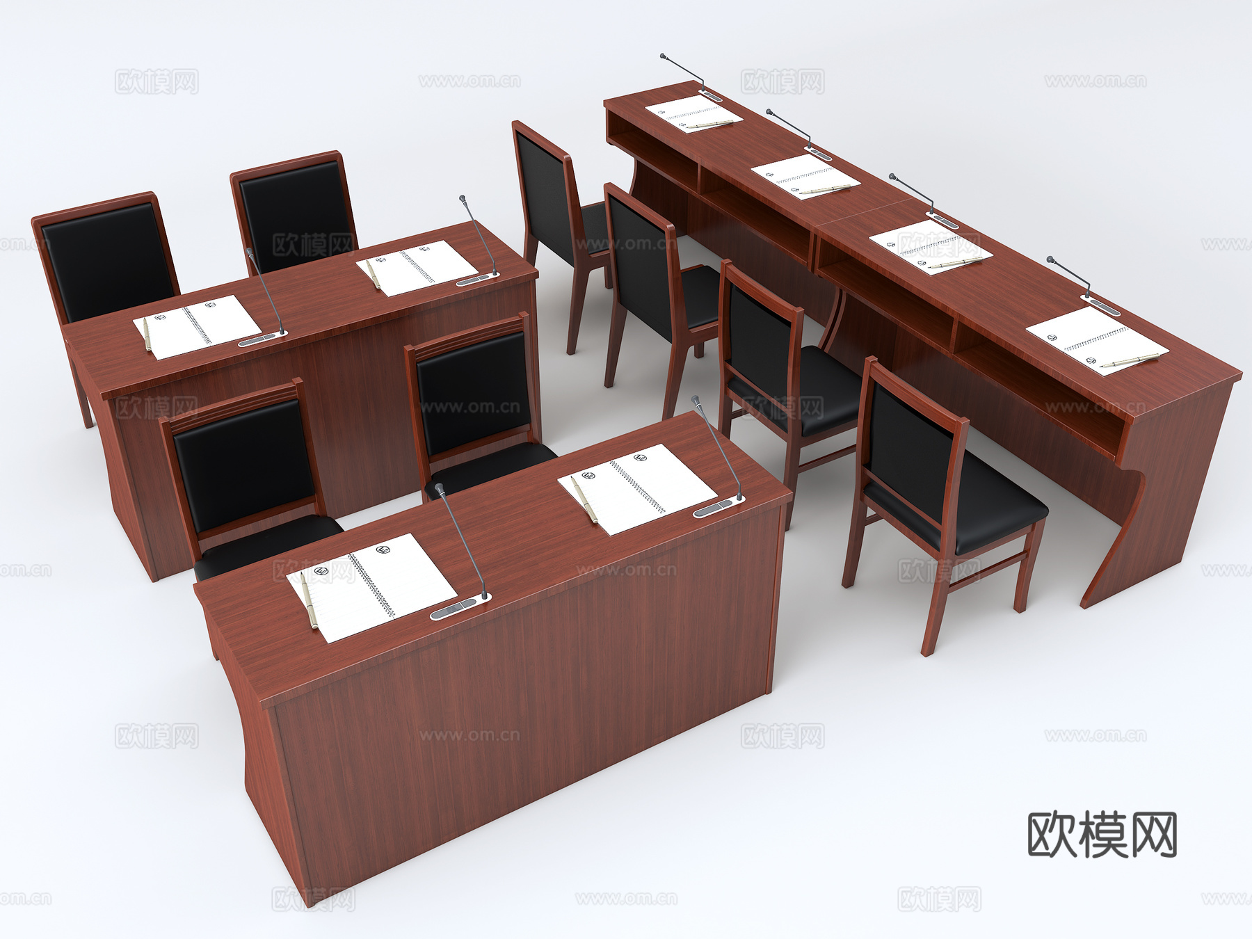 机关会议桌 中式会议桌3d模型
