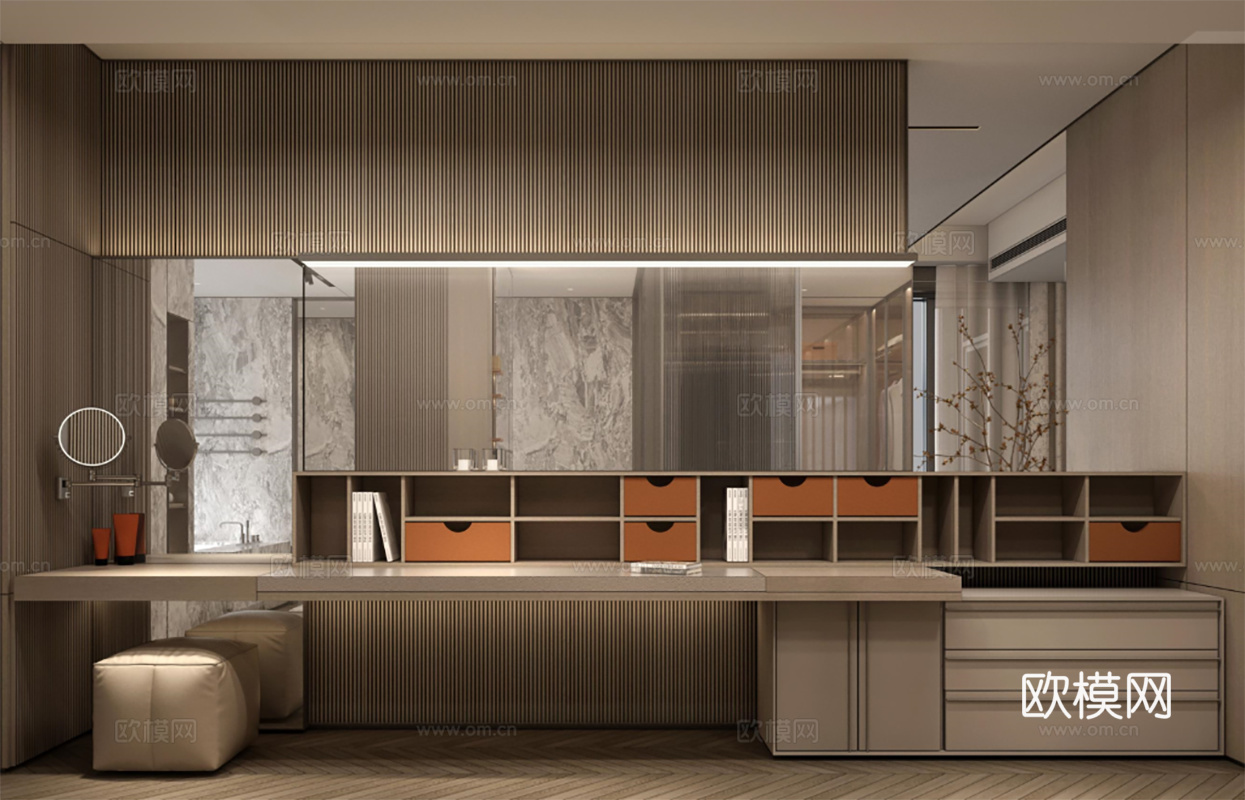 收纳柜  卧室柜子 化妆桌 镜子 墙面布局 节点图cad施工图