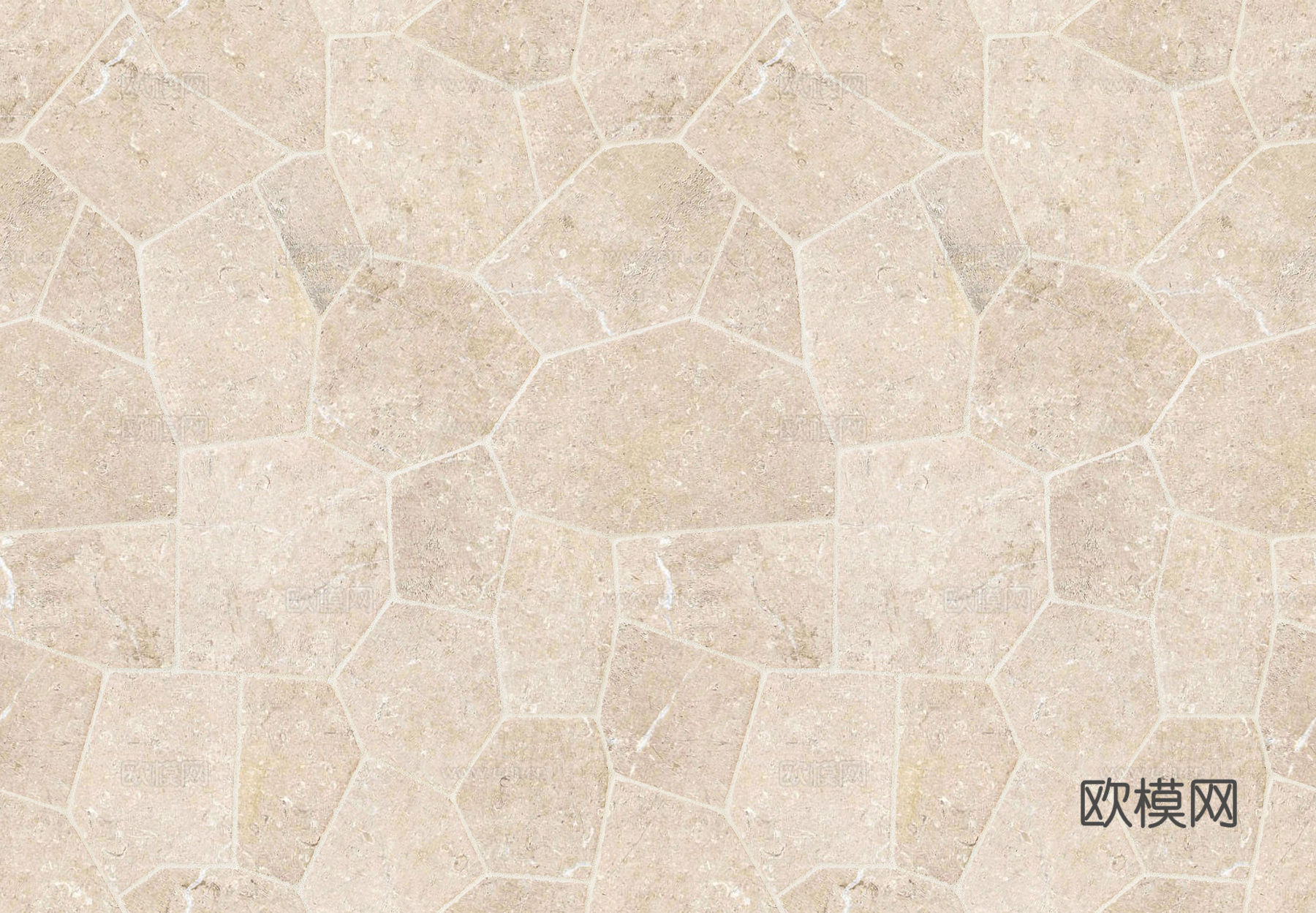 无缝米黄色碎拼莱姆石地砖仿古砖贴图