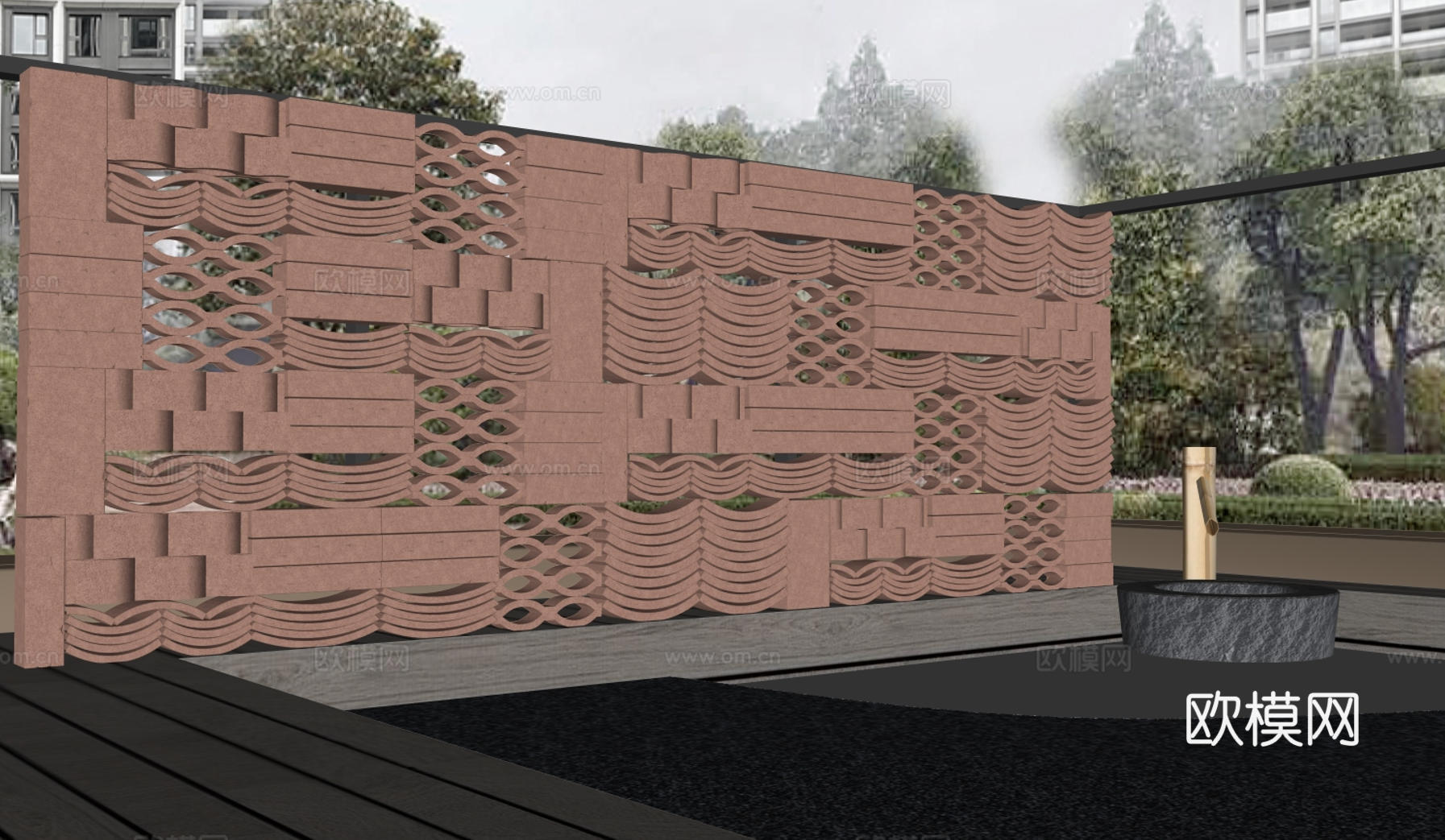 复古艺术红砖墙su模型