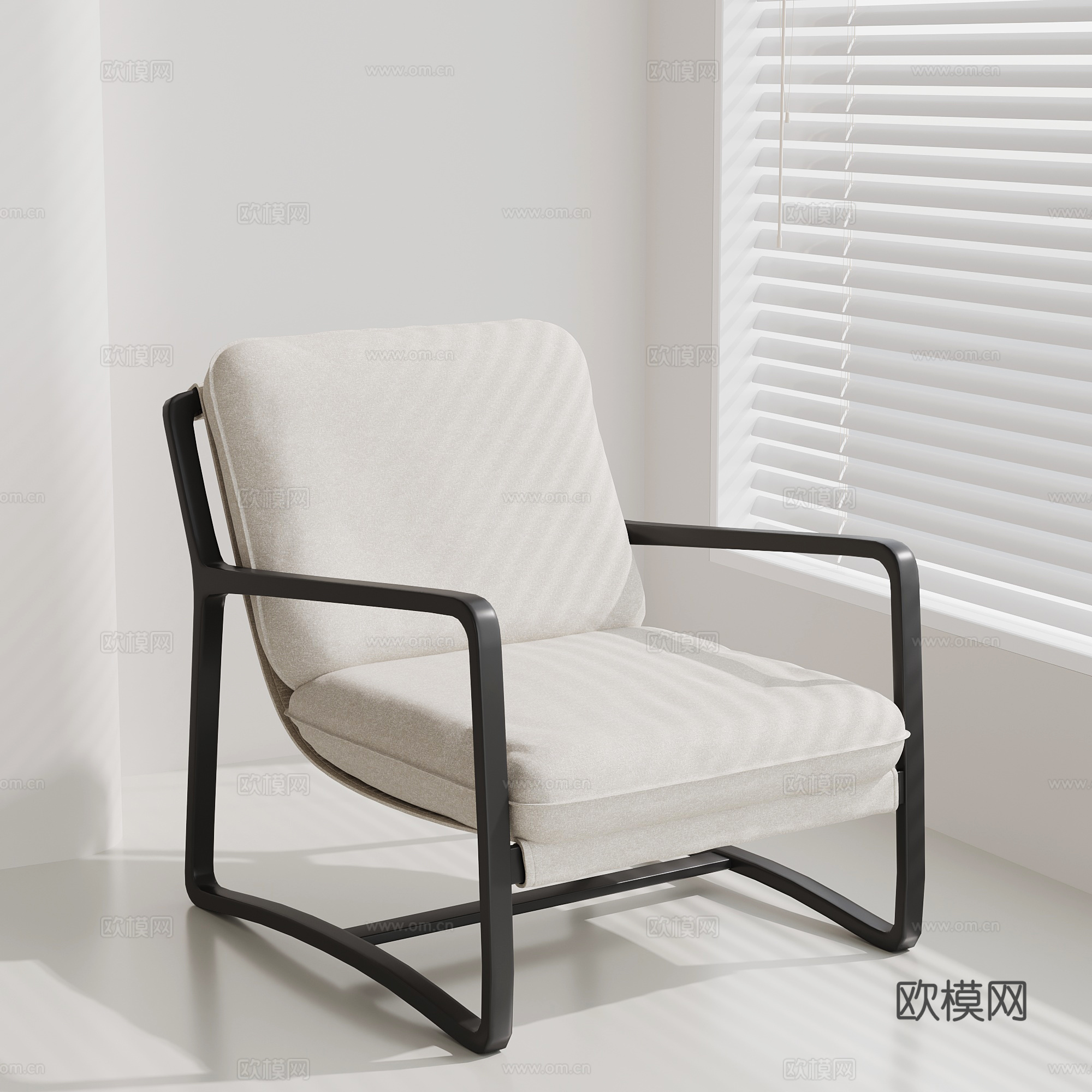 现代复古单人沙发 休闲沙发su模型