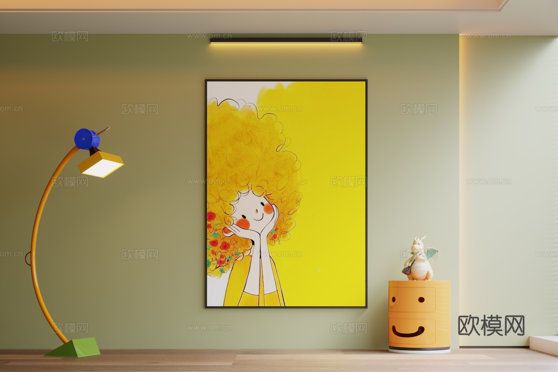 现代北欧儿童房男孩房女孩房书房挂画3d模型下载