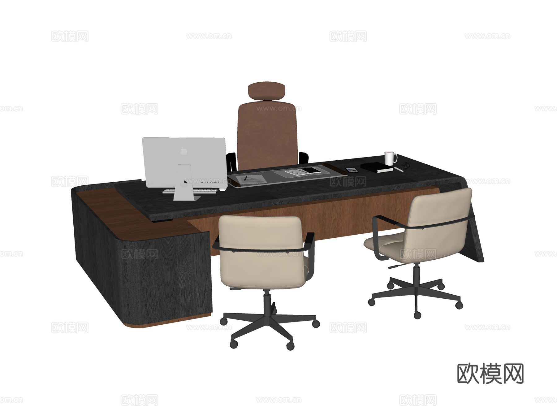 现代办公桌椅 班台桌椅 办公椅su模型