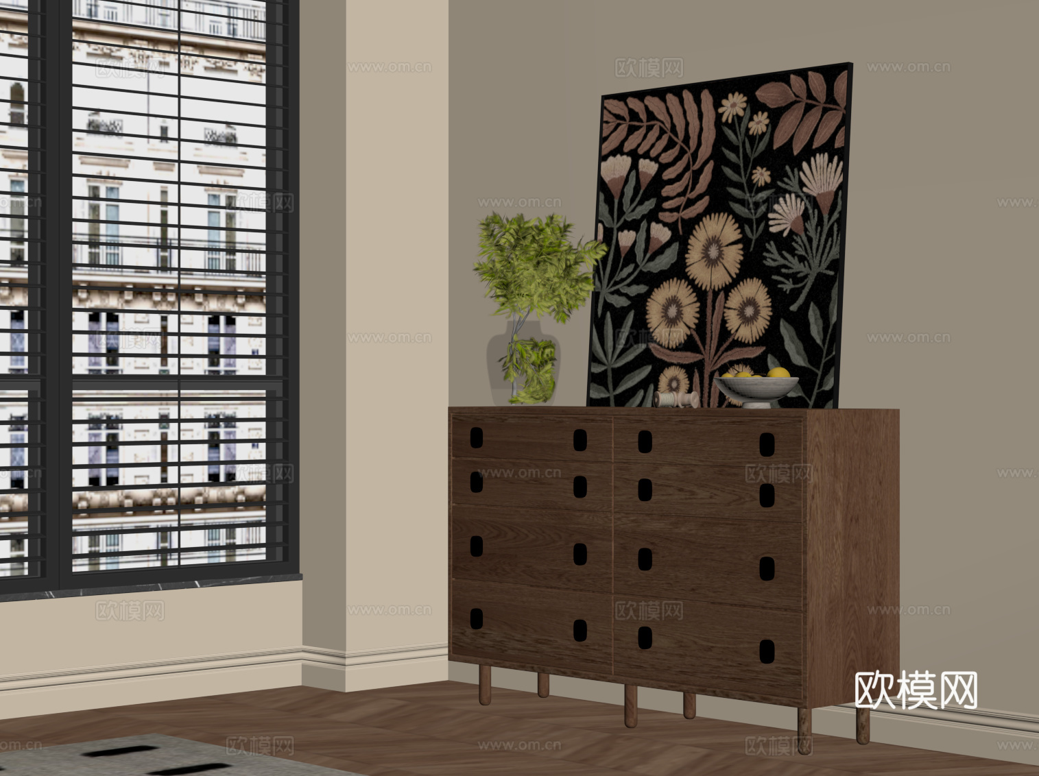 中古风玄关柜 端景柜 边柜su模型