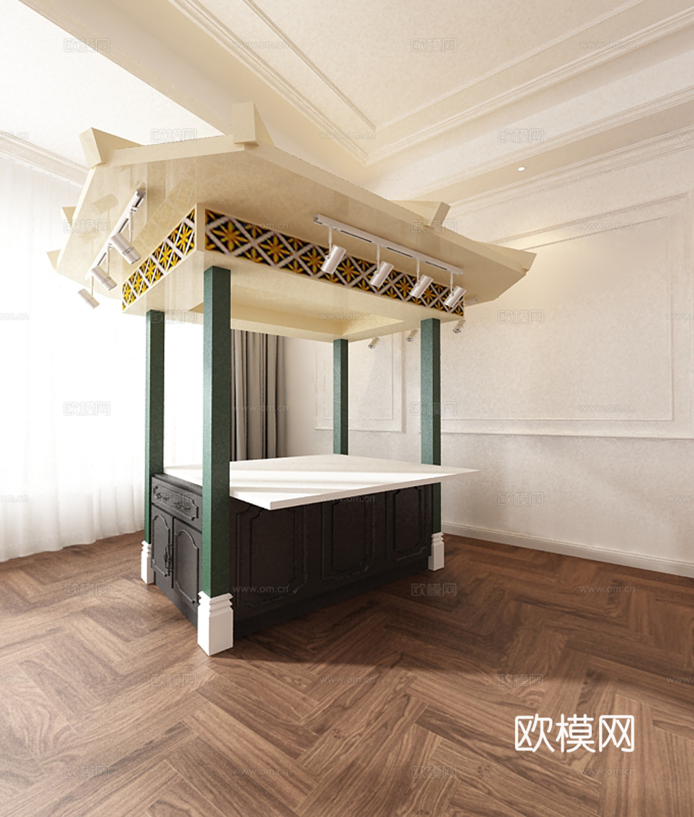 简欧商场泊停零售花车3d模型下载（渲染图2）