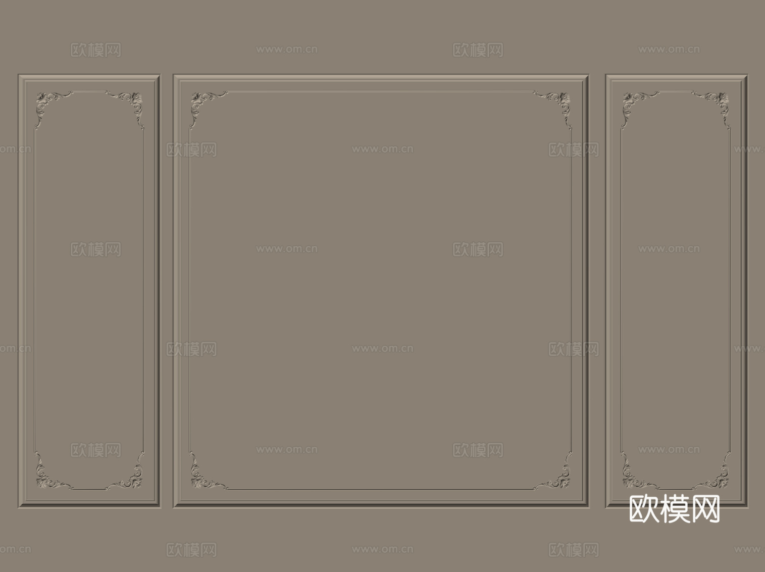 法式复古石膏线 线条 背景墙su模型