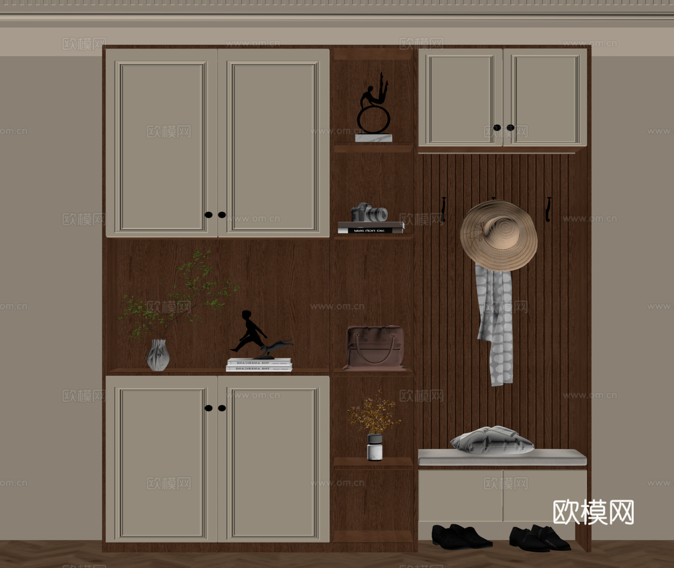 中古风玄关柜 边柜su模型