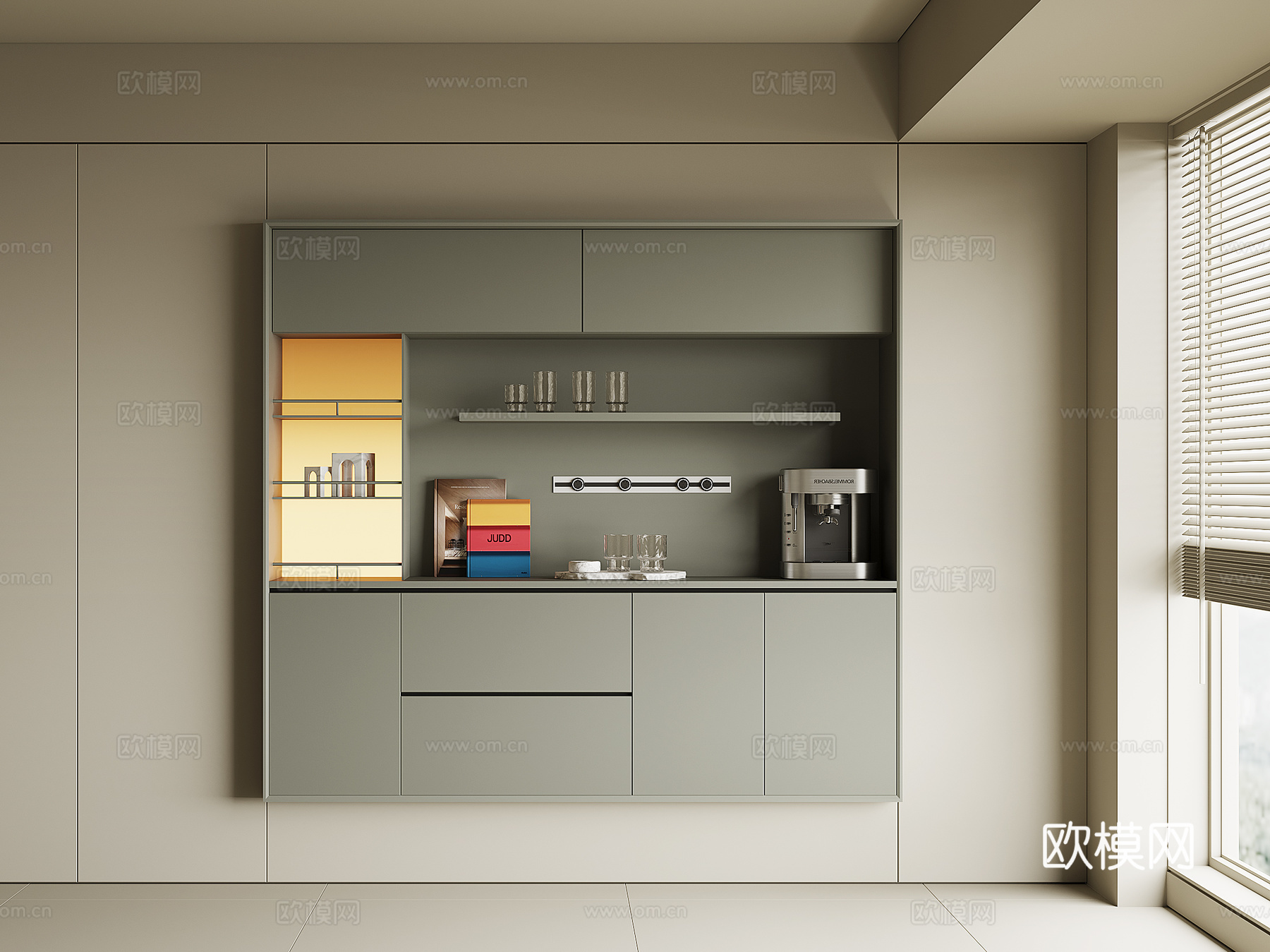 现代酒水餐边柜su模型