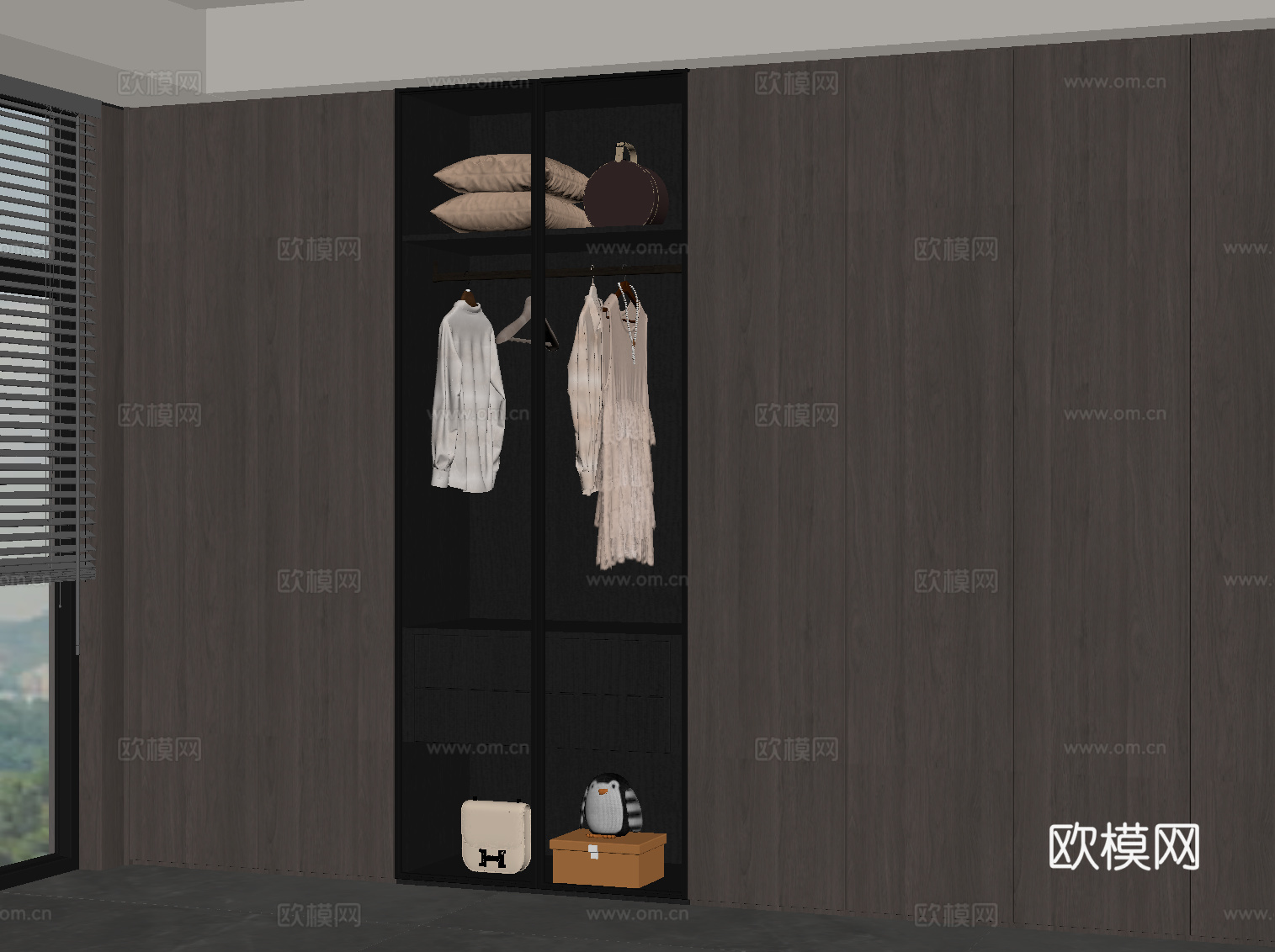 现代意式衣柜su模型