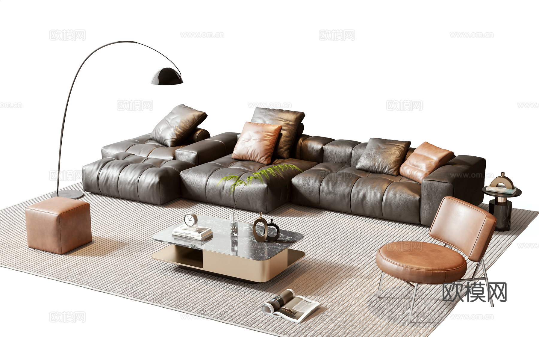 Minotti现代沙发茶几组合3d模型下载