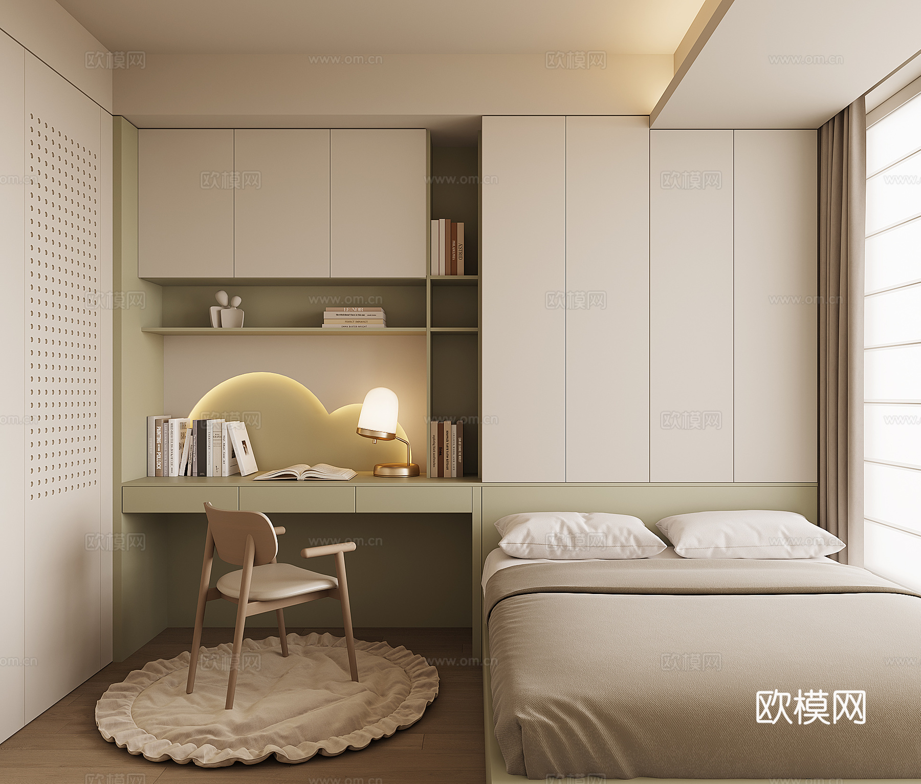 现代榻榻米卧室su模型