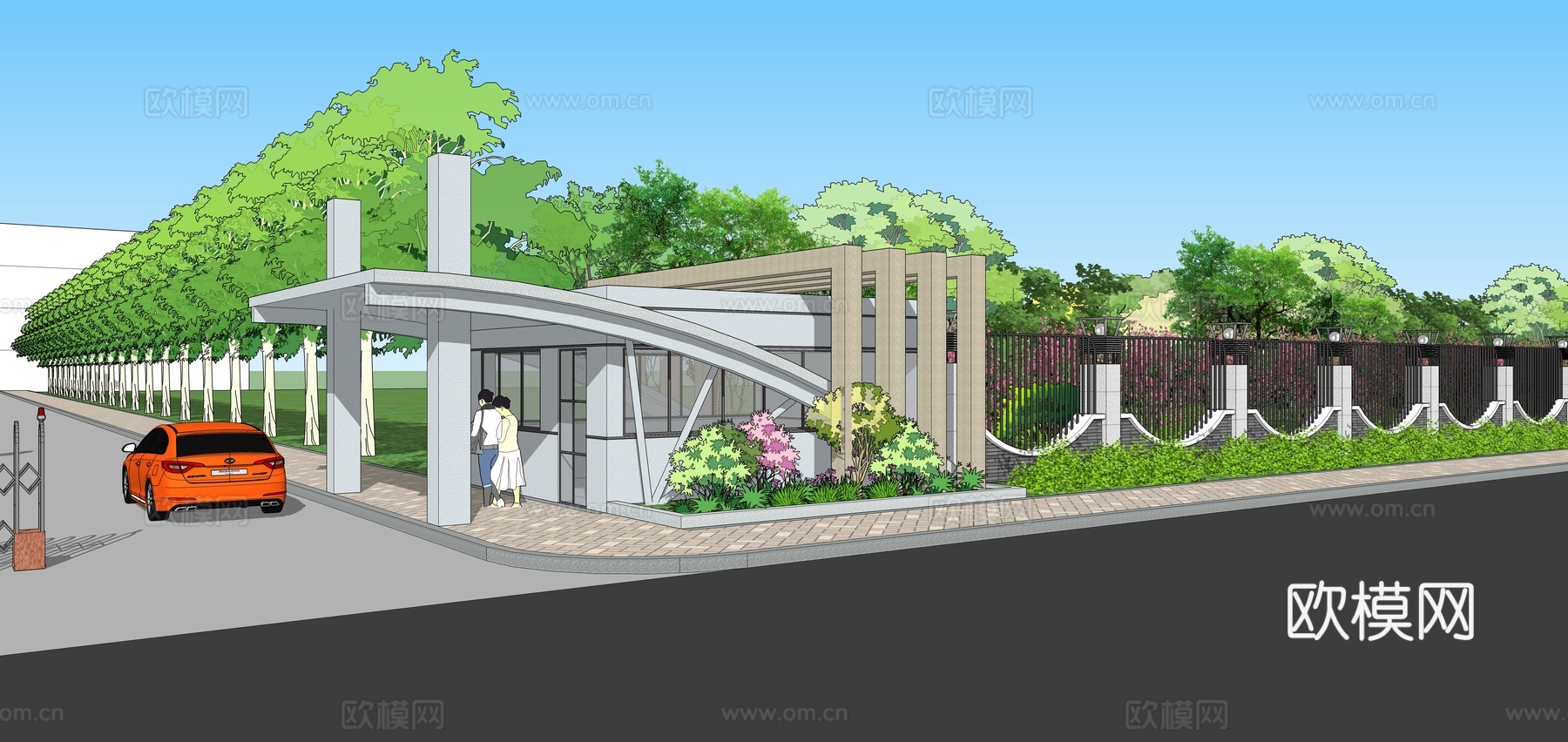 厂区大门 厂区景观  景观设计 毕业设计 风景园林su模型