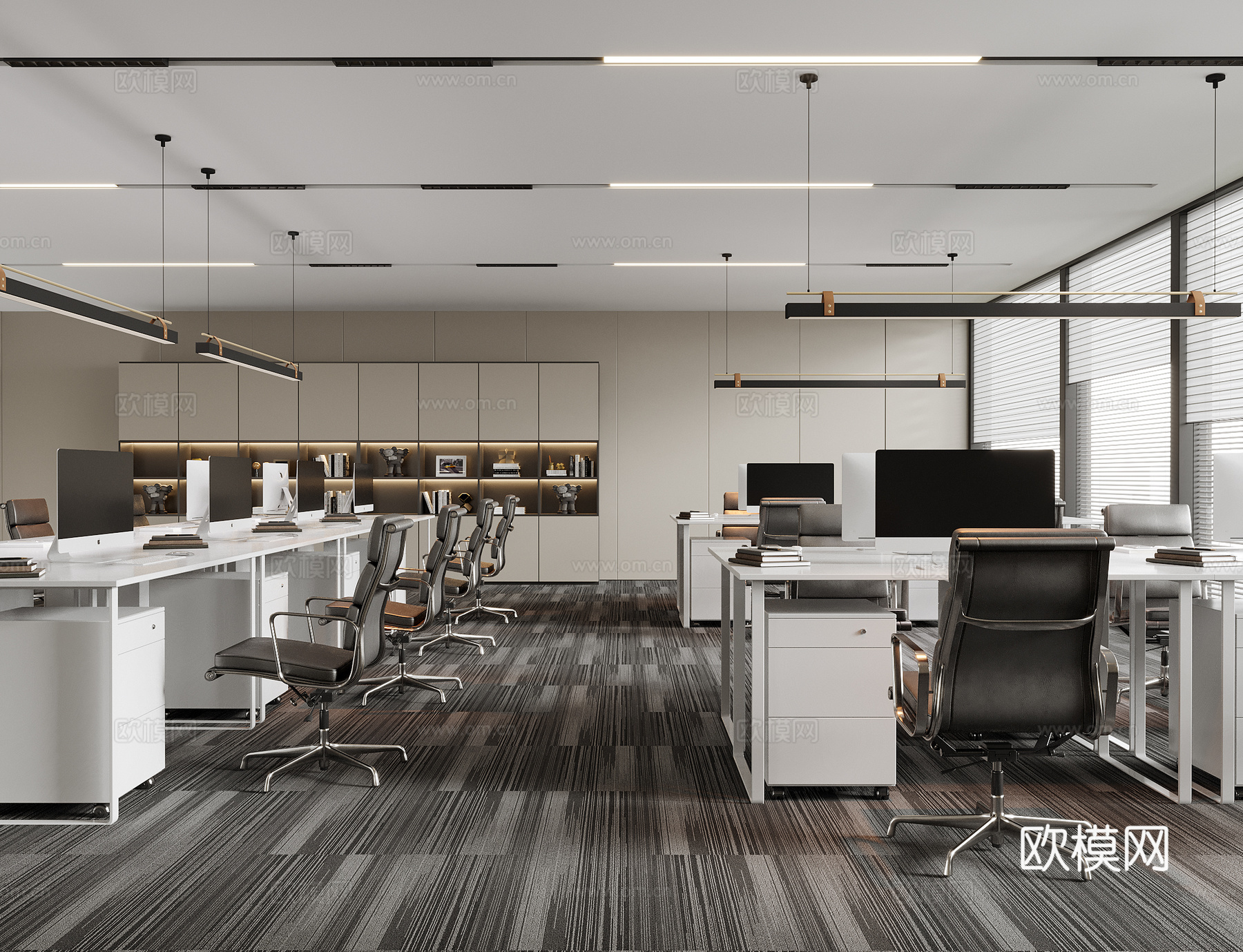 现代办公区 办公室su模型