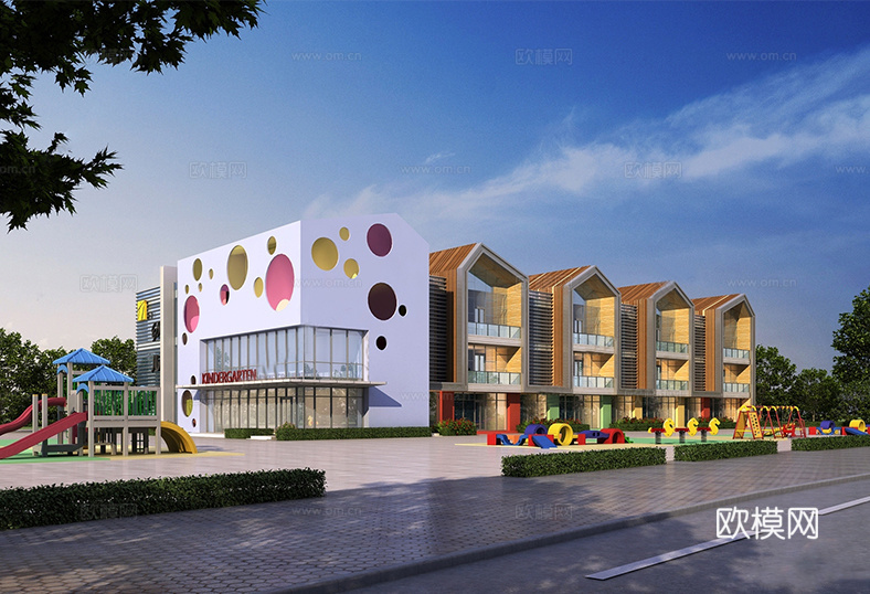 现代幼儿园建筑 现代学校建筑su模型