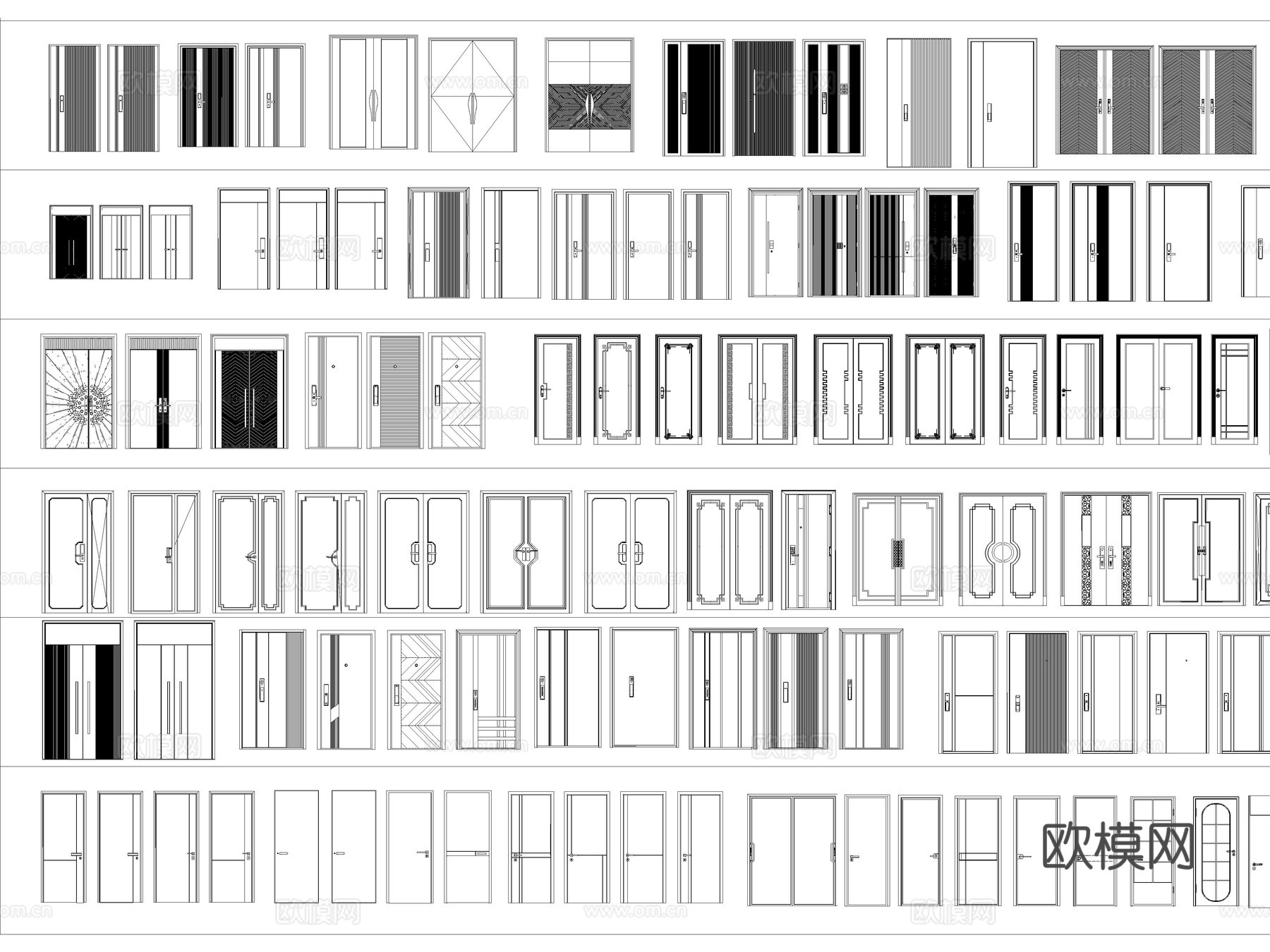 2026年最新超全防盗门入户门单开门CAD图库cad施工图