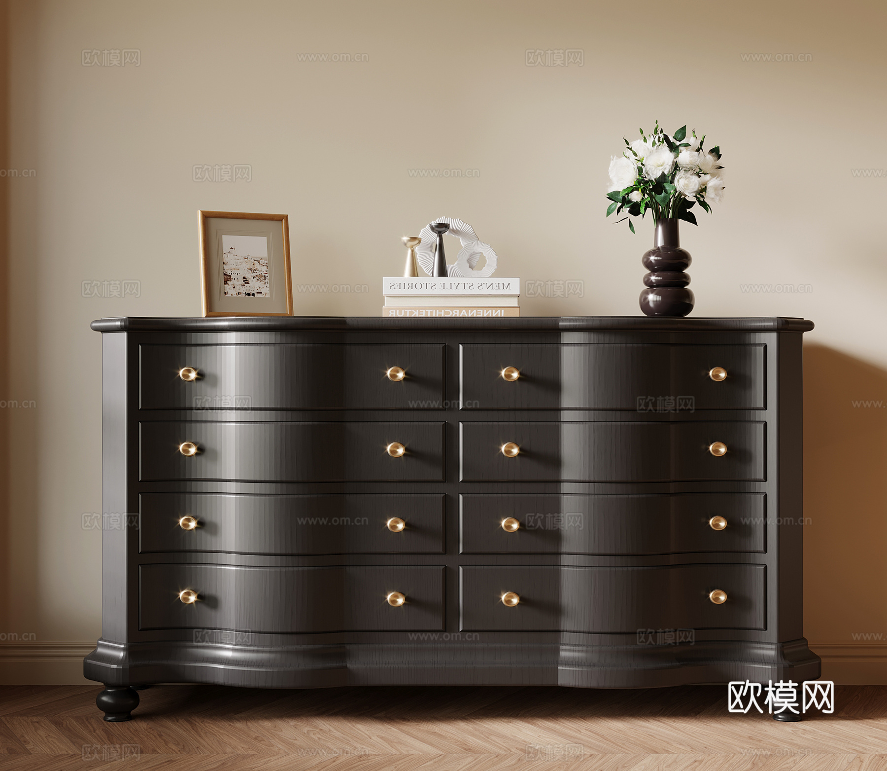 法式复古玄关柜 边柜su模型