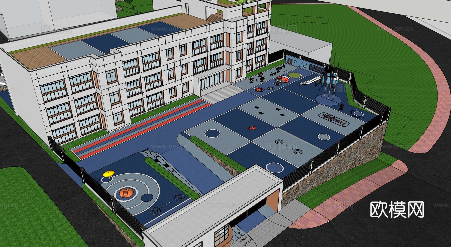 现代学校建筑 幼儿园建筑su模型